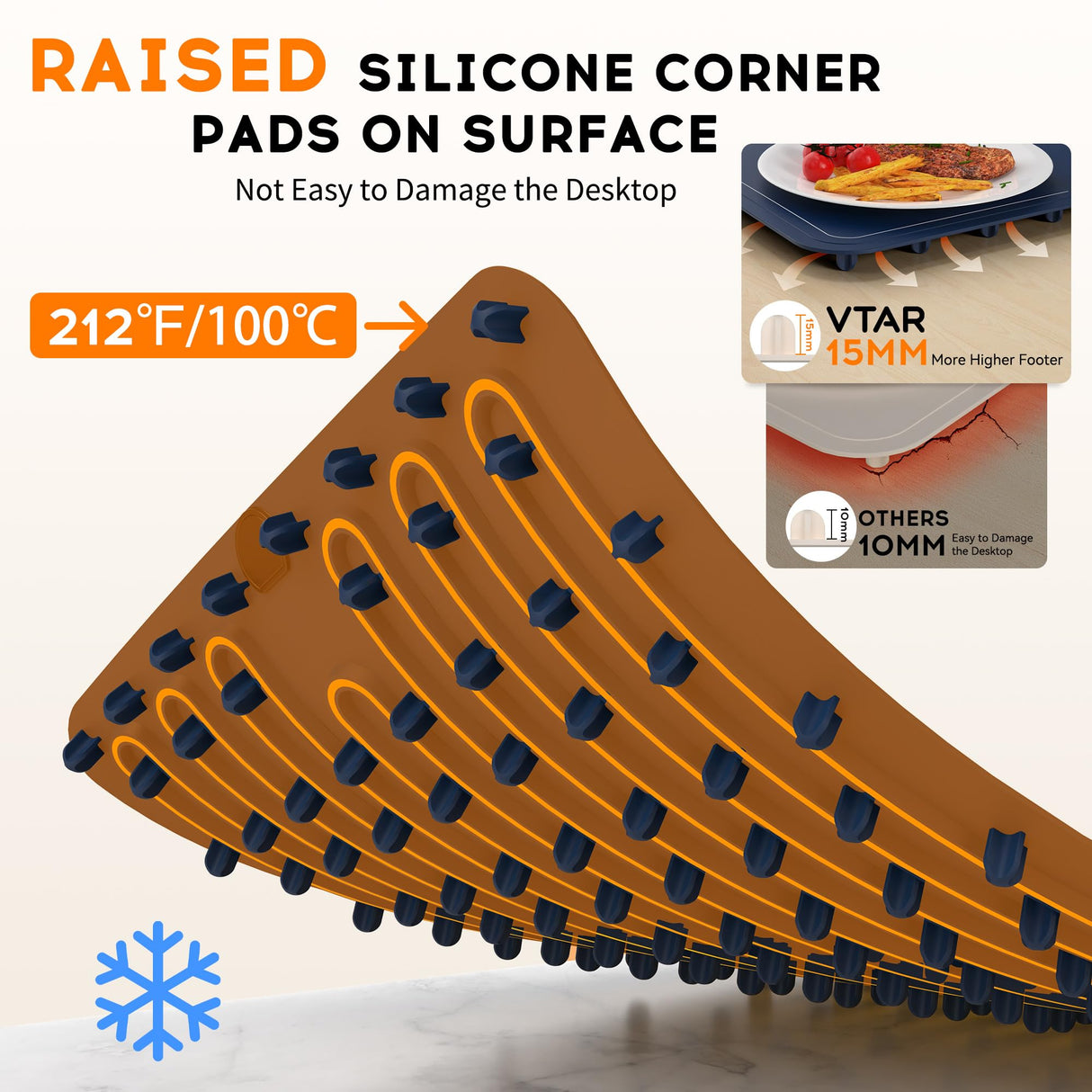 VTAR Rollable Electric Food Warming Mat | 3-Temp Buffet Tray Warmer for Parties | Even Heating, Portable Silicone Design, Auto Shut Off & Child Lock- Blue