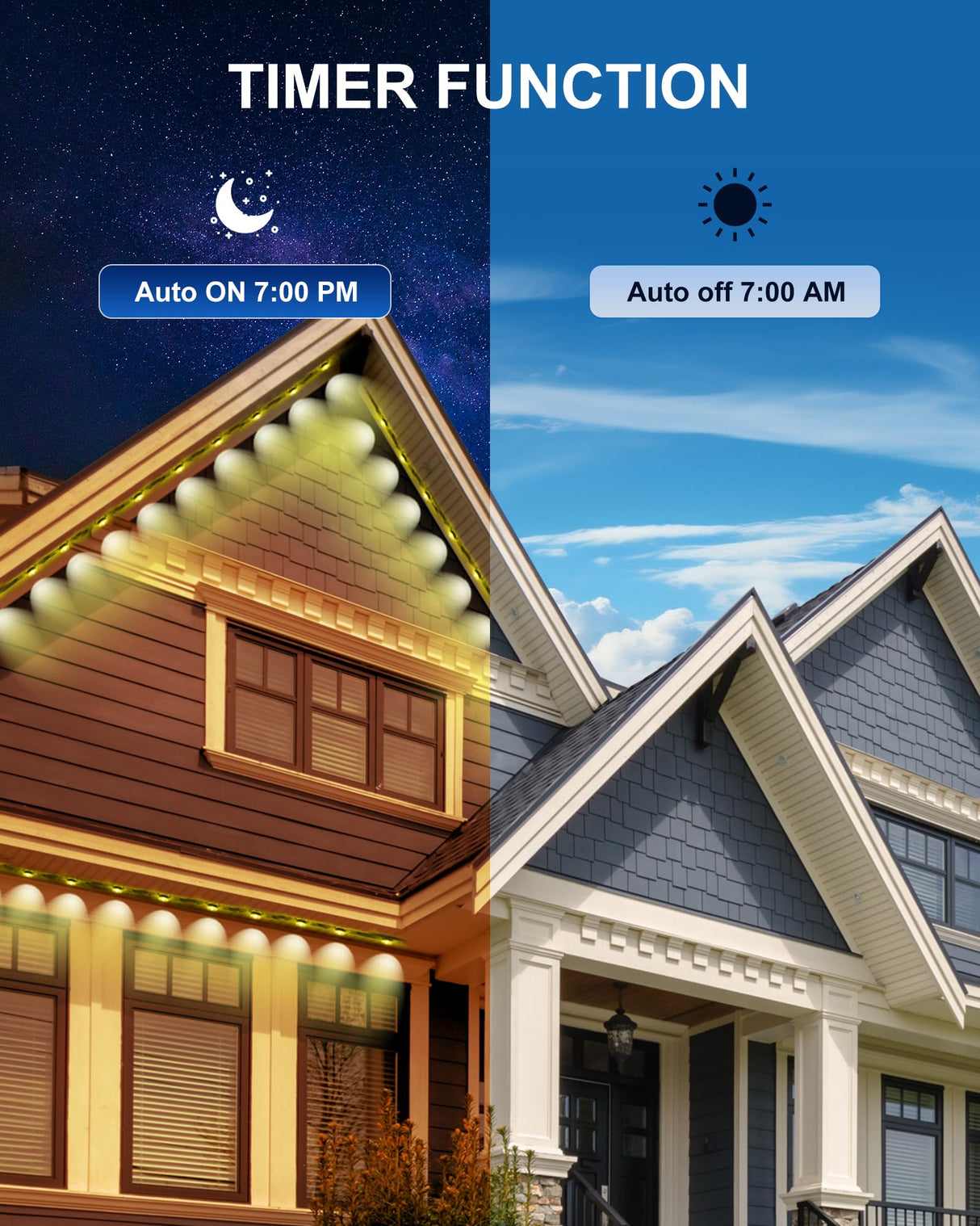 Nexillumi Permanent Outdoor Lights for House, 100ft Smart RGB Outside Lights with 72 Scene Modes, IP68 Waterproof Eaves Lighting for Christmas All Holiday Decorations