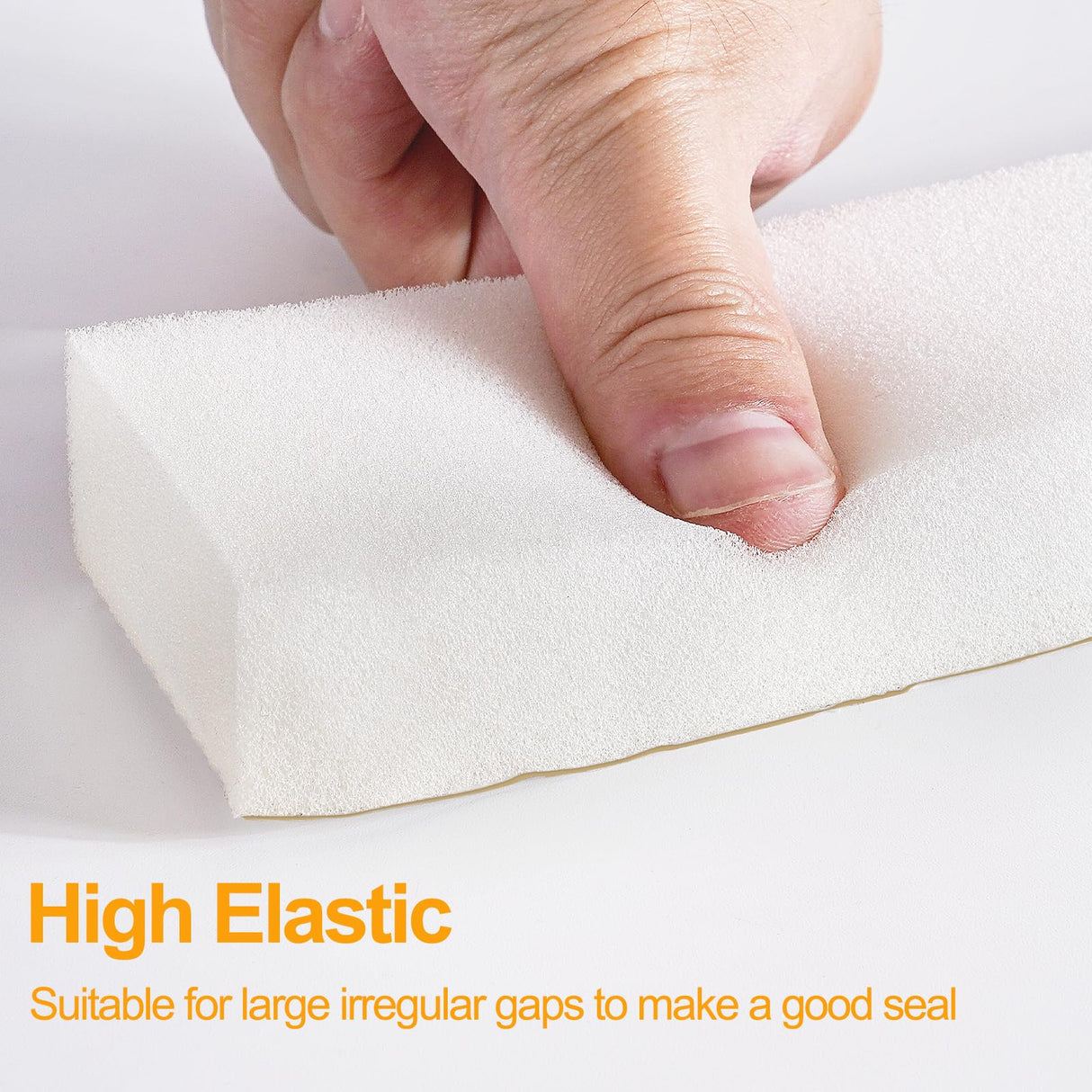 High Density Foam Tape Air Conditioner Window Seal, 1x1 Inch Thick Foam Stripe with Adhesive for Window AC Insulation, Weather Stripping for Doors and Windows Insulation, AC Foam Tape, White