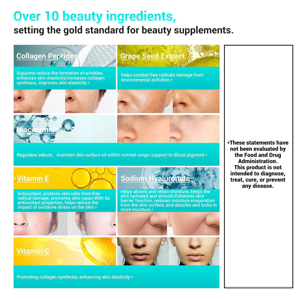 DrBioCare Collagen Peptides for Women, Beauty Vitamin & Mineral Supplement,Contains Vitamin D3, Probiotics for Women & Collagen Peptides,Vitamin B Complex,Vitamin E 60 Tablets