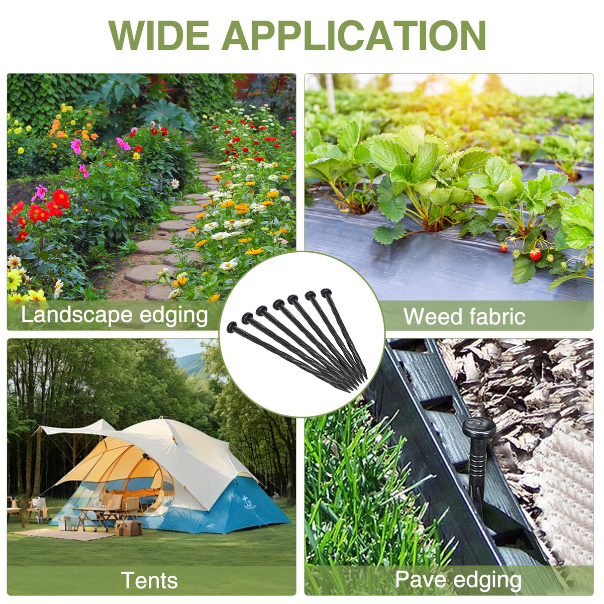 100Pack Plastic Landscape Edging Spikes, 8 Inch Spiral Landscape Anchoring Spikes,Landscape Spikes for Garden Lawn Yard, Paver Edging, Weed Barrier, Artificial Turf & More