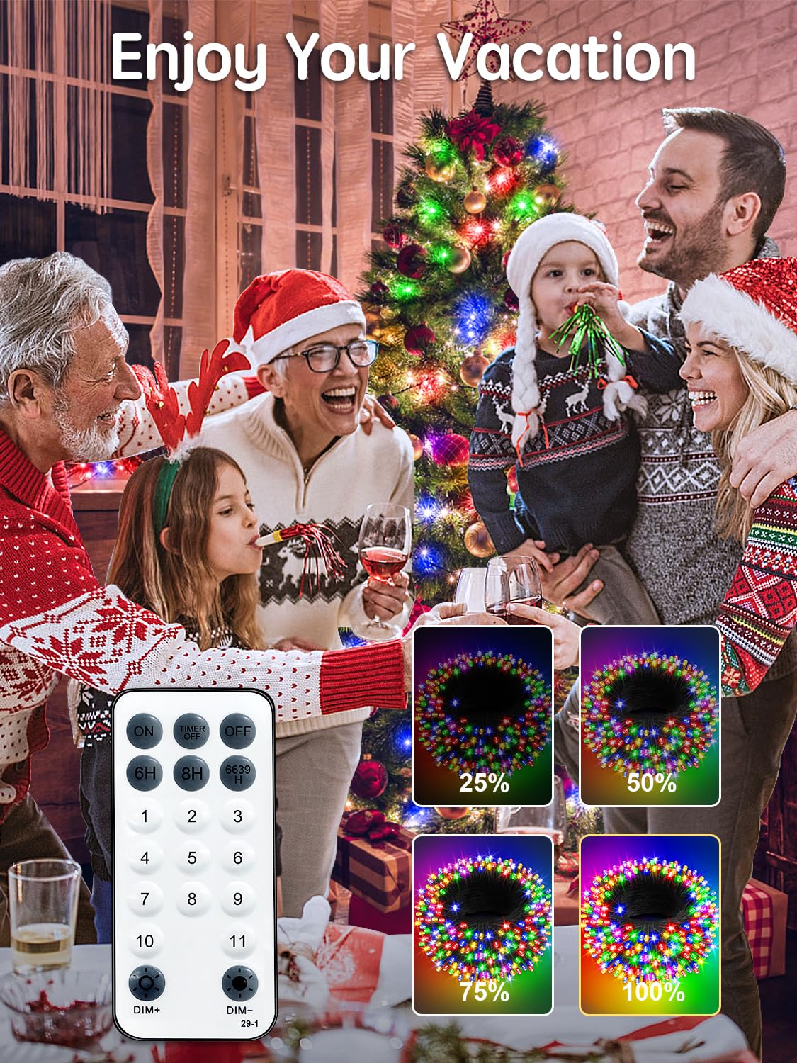 Acan 115FT Christmas Lights Warm White/Multicolor, 300 LED Color Changing String Lights Outdoor with Remote Control, 8 Modes Fairy Light Plug in Waterproof for Bedroom Party Christmas Tree Wedding