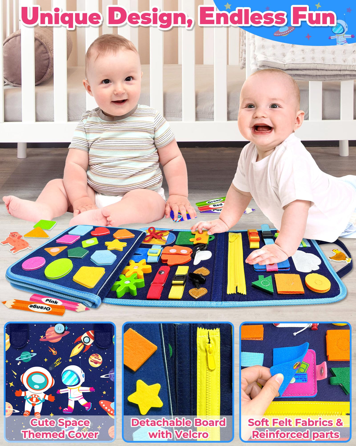 Gojmzo Busy Board Montessori Toys for Toddler Boy Girl Gifts Busy Book