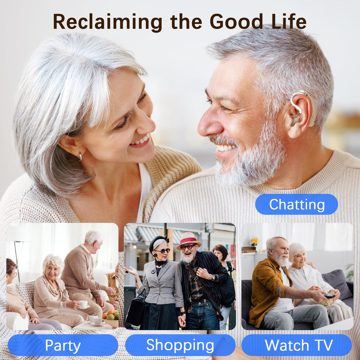 Hearing Aids for Seniors, Hearing Aids Rechargeable with Noise Cancelling and Volume Control, Hearing Amplifier for Adults Hearing Loss, Portable Behind-the-Ear Hearing Aid Headphones (colour of skin)