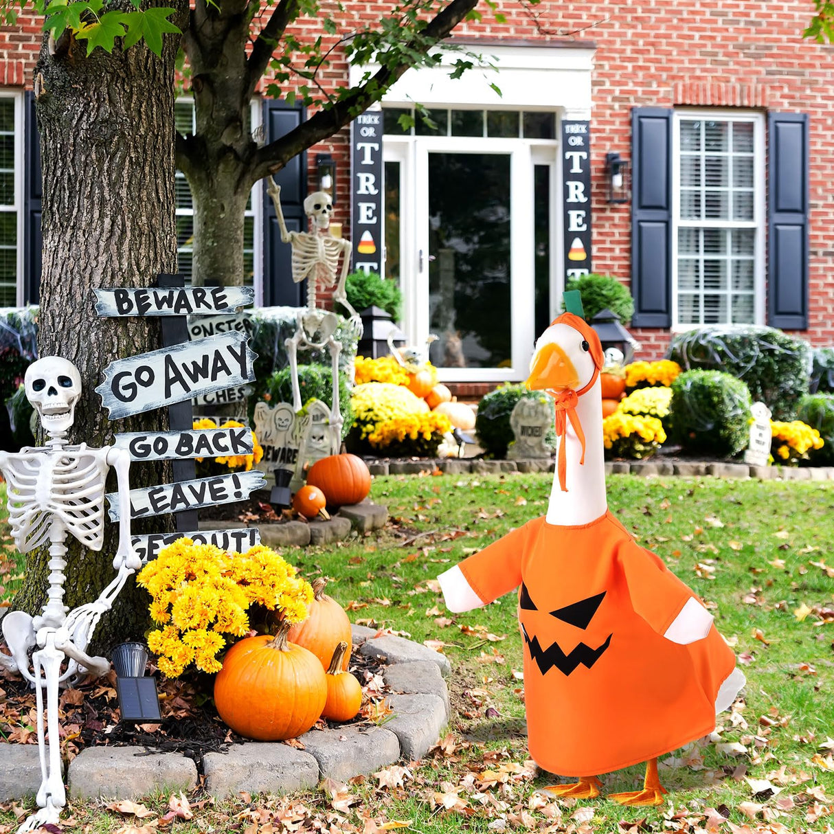 Silicherry 3 Set Halloween Goose Outfit Fall Christmas Lawn Porch Goose Cloth Costume Thanksgiving Xmas Outdoor Patio Yard(Novel Style)