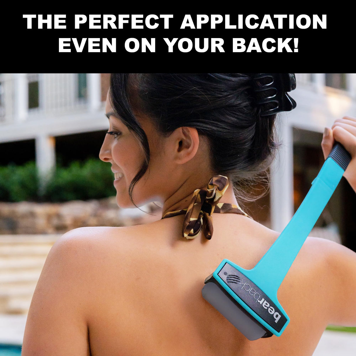 bearback Lotion Applicator for Back & Body – Apply Lotion, Cream, Sunscreen, Self Tanner, Medication, Ointment – Long Reach Folding Handle Roller – American Small Business (Teal)