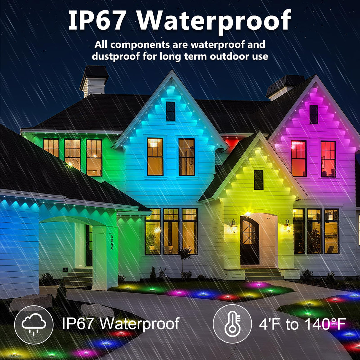 INZIDOL 100FT Permanent Outdoor Lights, IP67 Waterproof,for House Roof, Christmas, Holiday, Party, Daily Lighting, Smart RGB Outdoor Lights with Remote APP Control & DIY Scenes