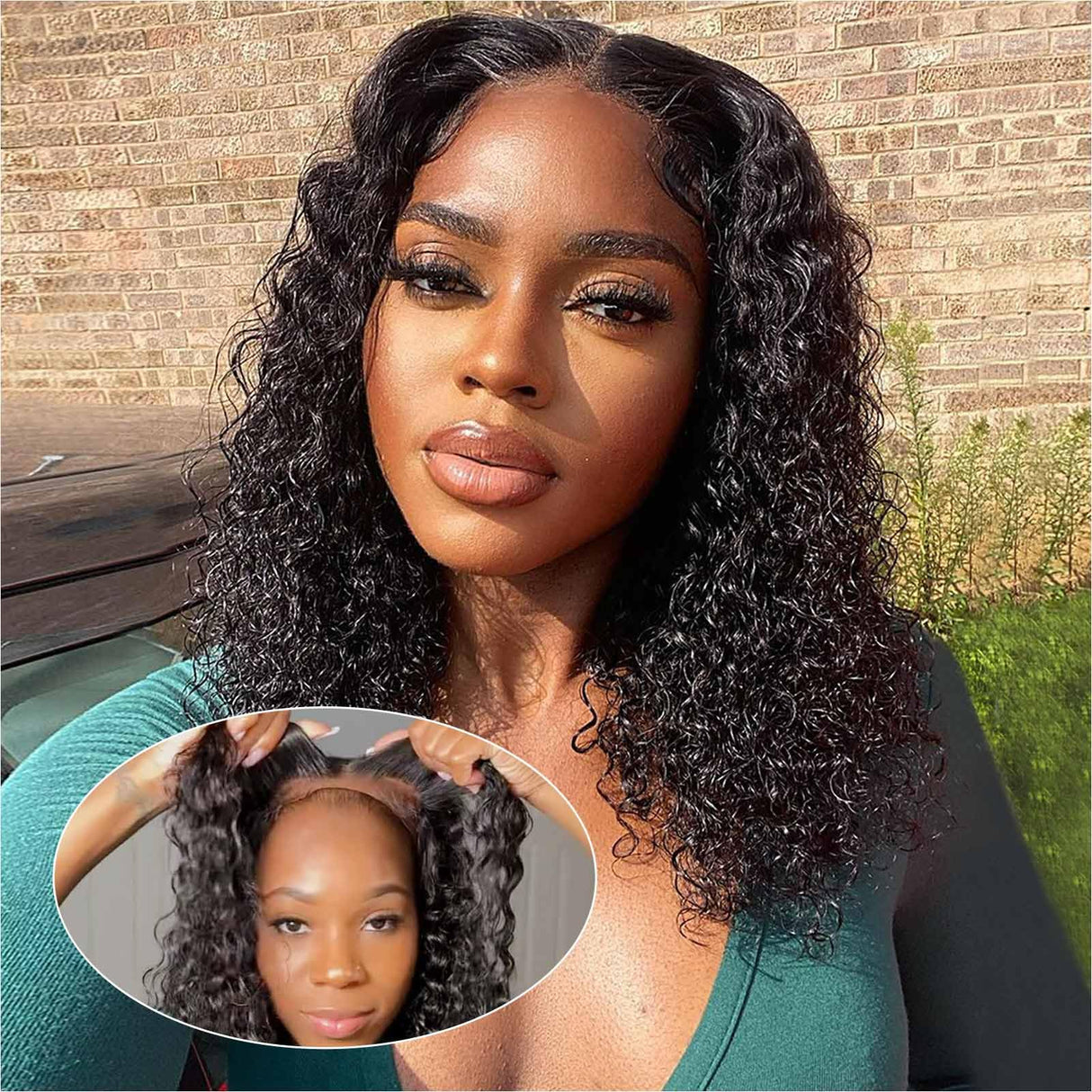 Curly Bob Wig Wear And Go Glueless Human Hair Pre Plucked Pre Cut 5x5 Hd Lace Closure Wigs Human Hair Wig Short Curly Wigs For Black Women Jerry Curl Wig 200Density 14 Inch