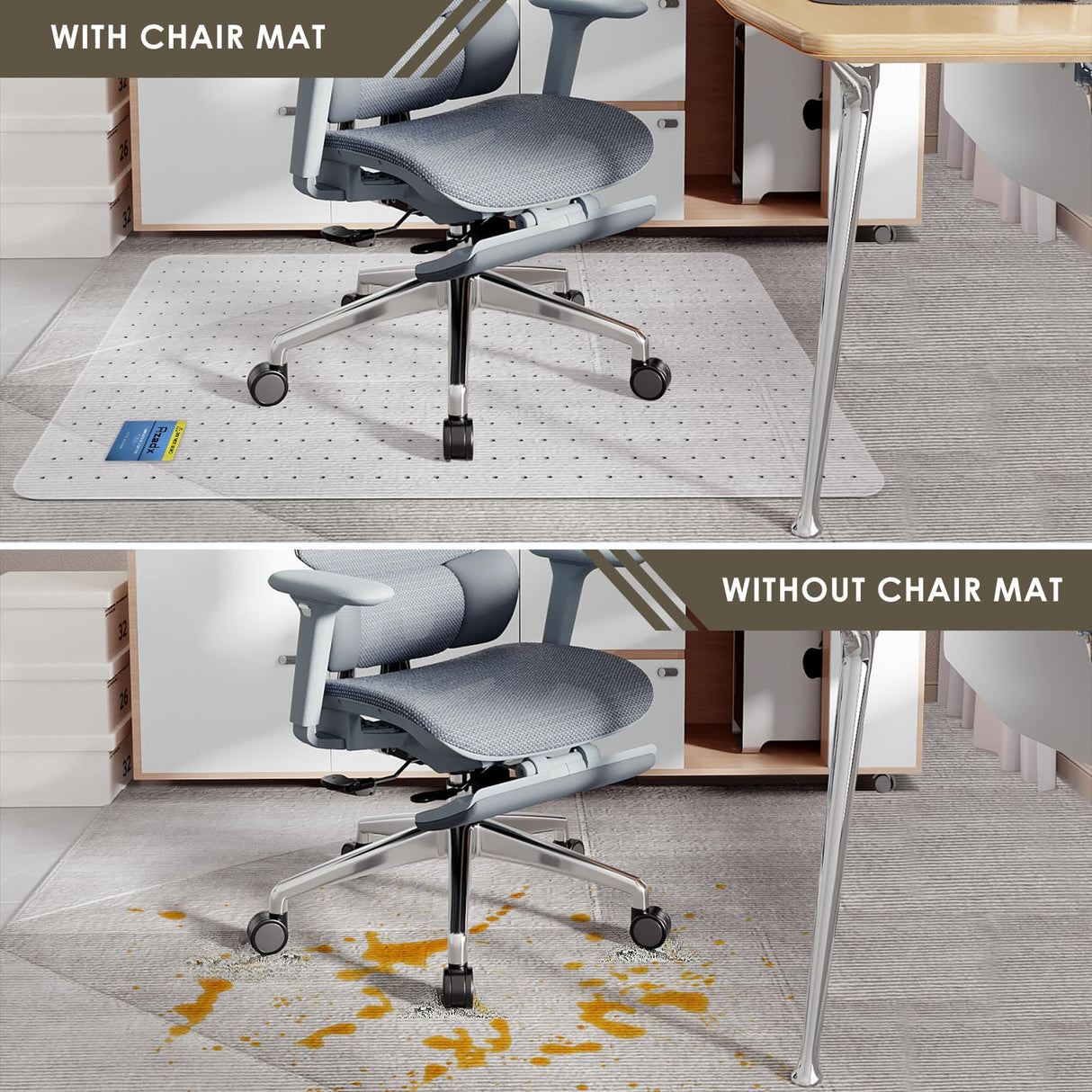 Azadx Heavy Duty Office Chair Mat for Carpet 32" x 48" Hard Material Chair Mat for Carpeted Floor Slip Resistant Carpet Protector for Home Office Easy Glide Desk Floor Mat for Office Chair on Carpets