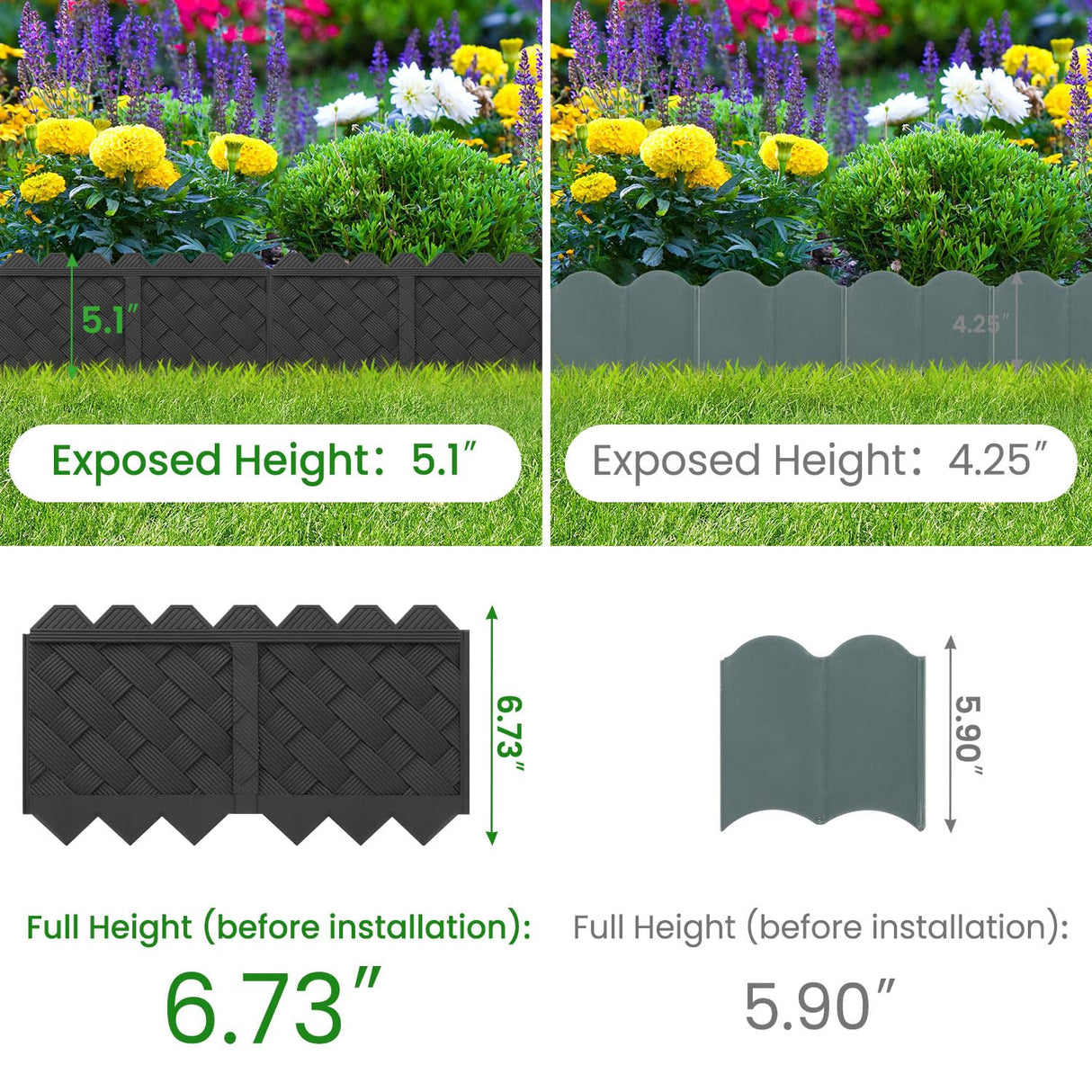 20 Pack Garden Edging with Stakes, Flower Bed Edging Borders, 5" X 20ft