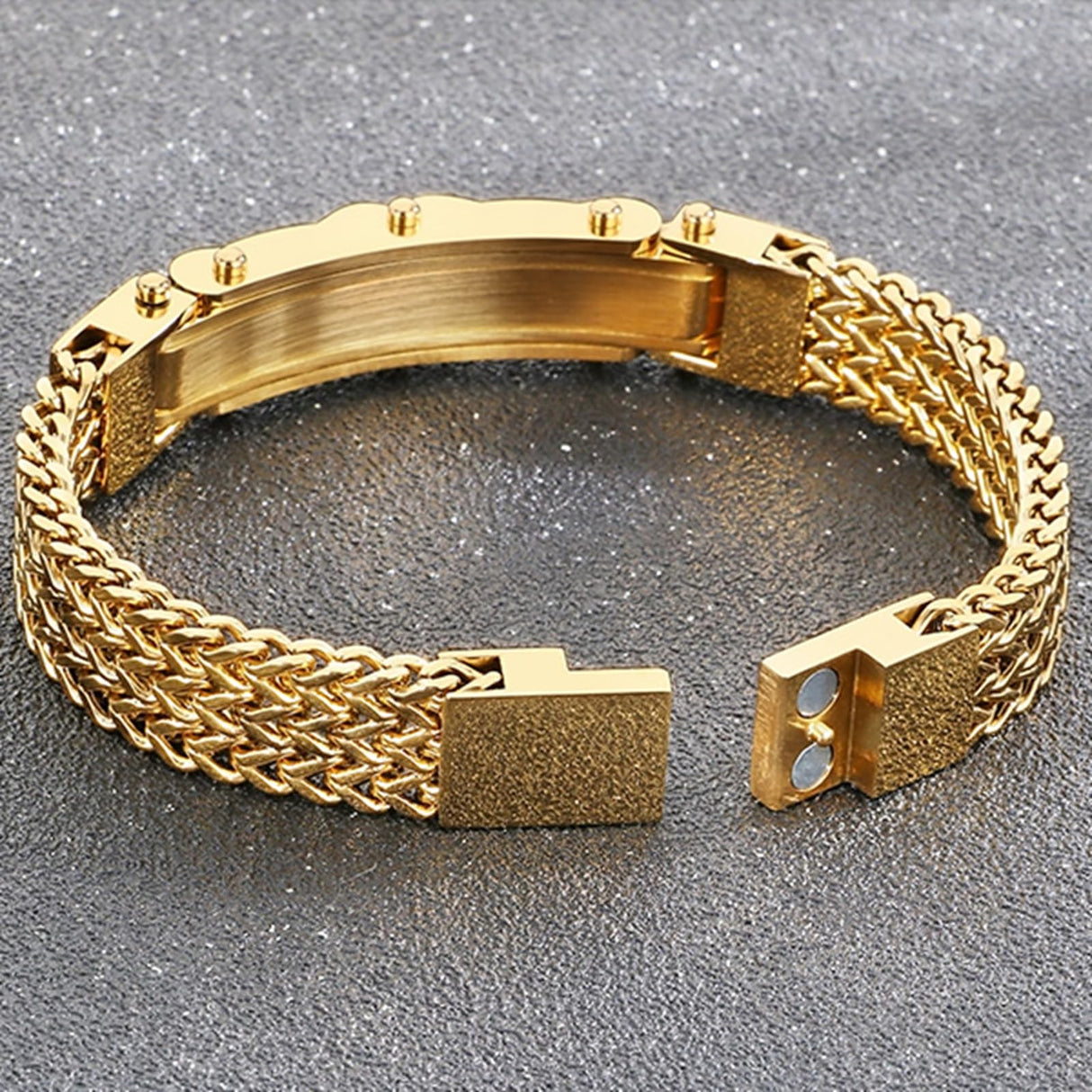 Klapgo Gold Bracelets for Men Stainless Steel Cuban Franco Link