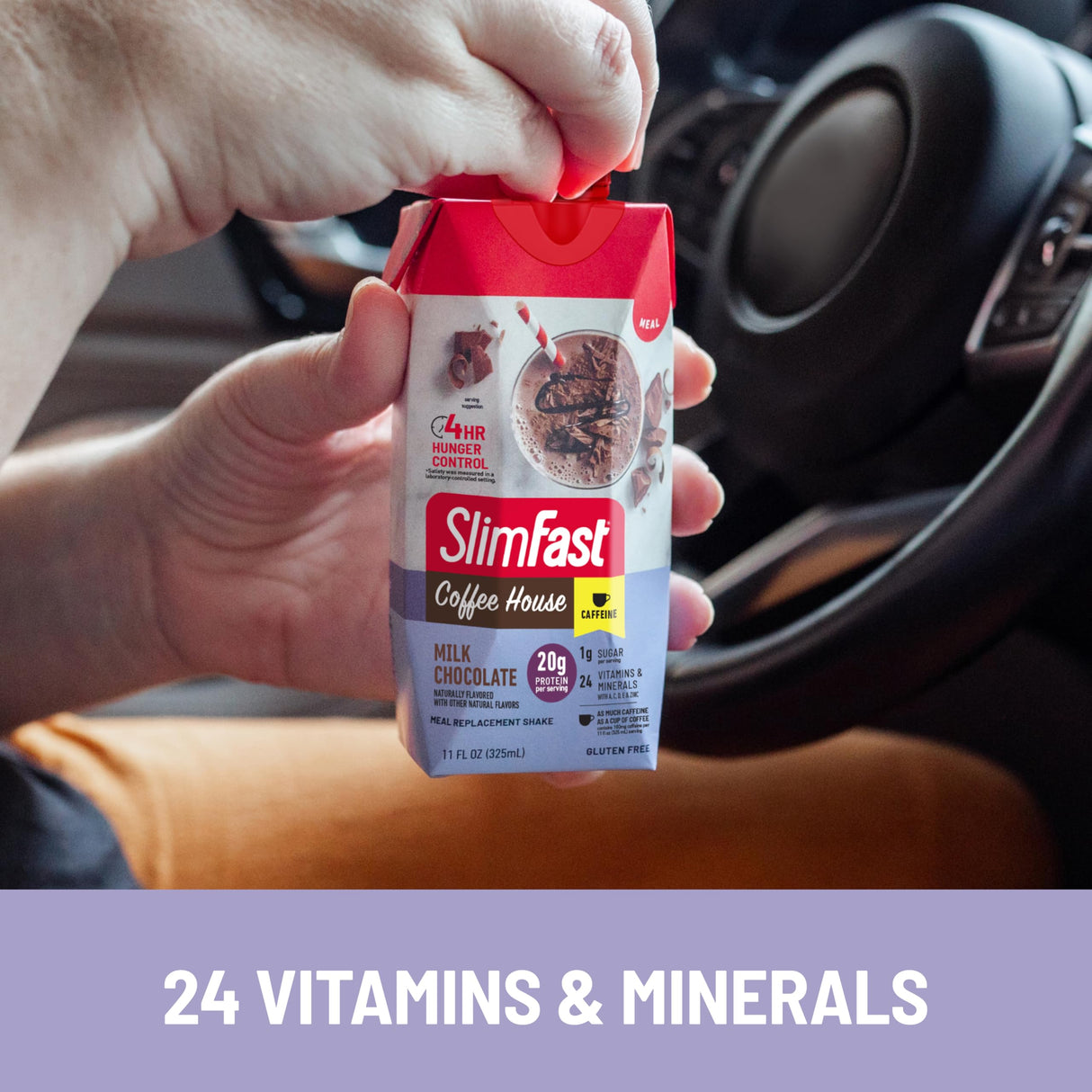 SlimFast Protein Shake, NEW Milk Chocolate- 20g Protein, Meal Replacement Shake Ready to Drink, High Protein with Low Carb and Low Sugar, 24 Vitamins and Minerals, 11 Fl Oz (Pack of 12)