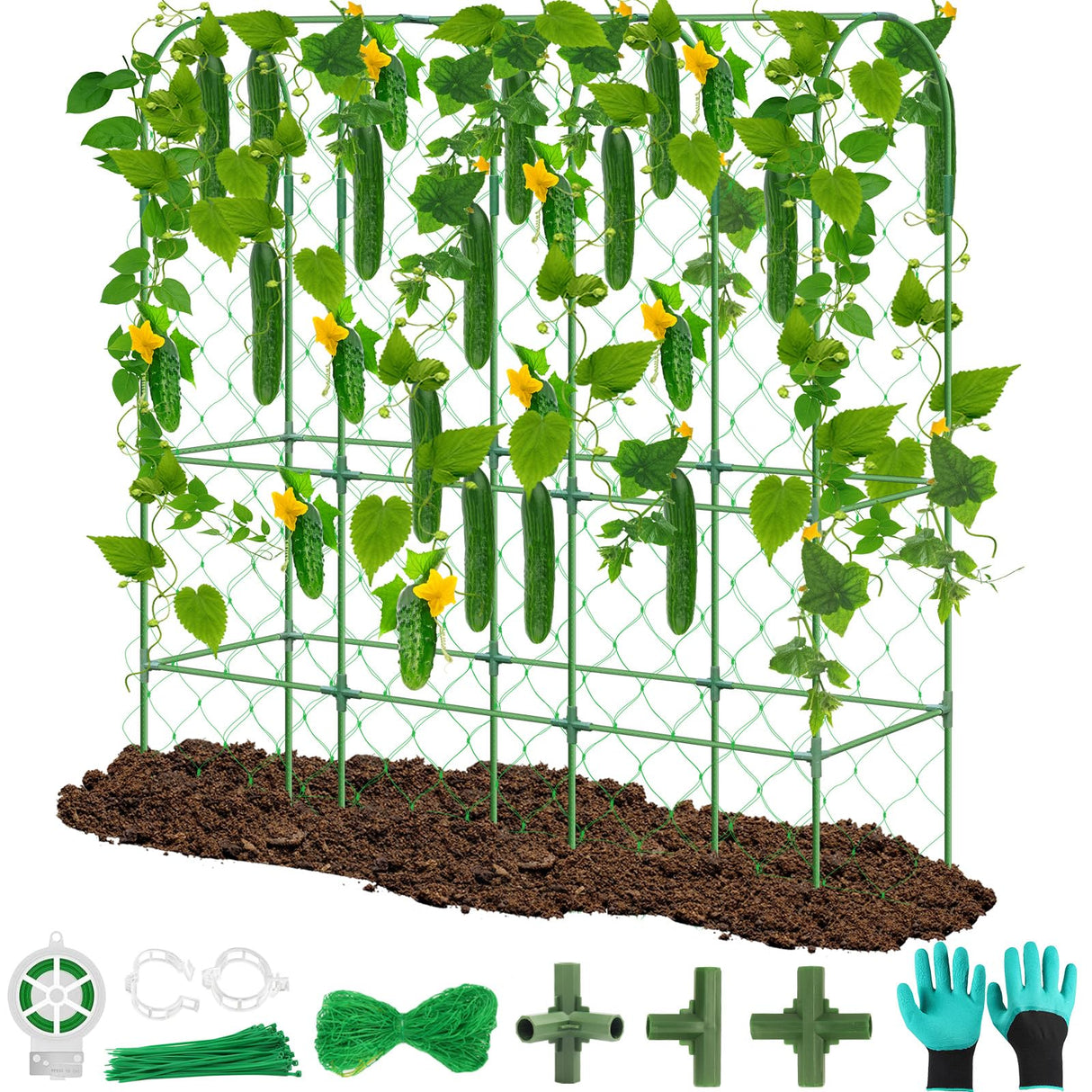 65"×48" Upgrade Heightened Cucumber Trellis for Raised Bed, U-Shape Garden Trellis for Climbing Plants Outdoor, Metal Arch Trellis for Fruit Vegetable Flower