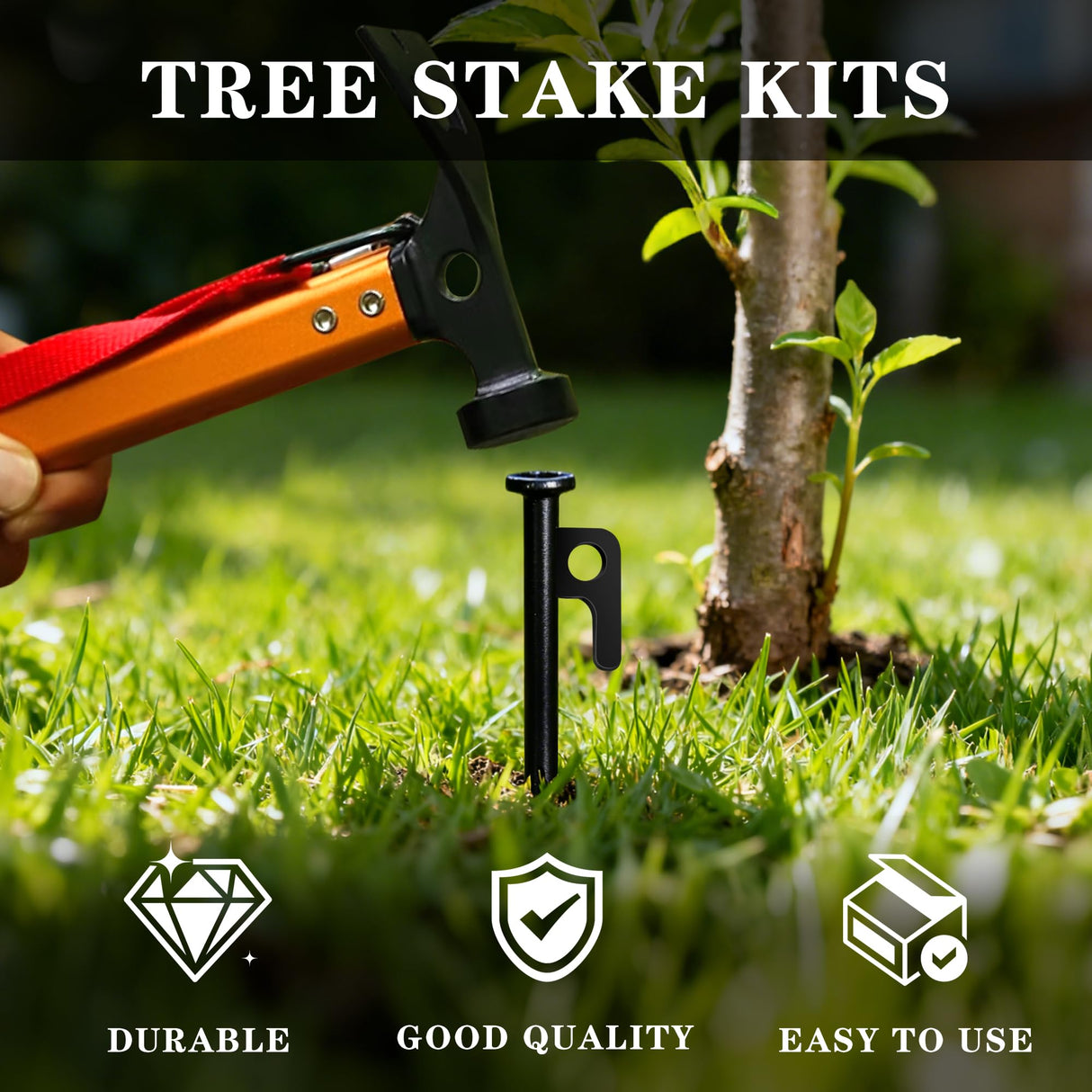 Heavy Duty Tree Stakes and Supports Kit for Leaning Tree Against Bad Weather Plant Support Stakes for Outdoor Plants 6 Pack