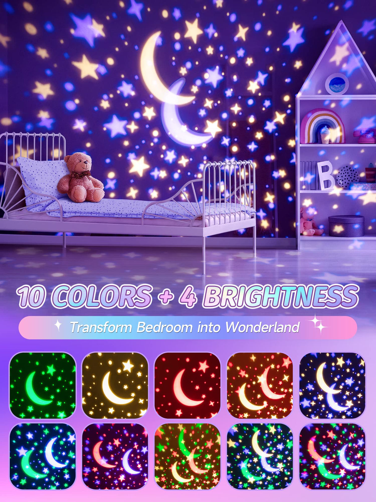 One Fire Star Projector Night Light for Kids Room, Bluetooth Speaker+Remote, 48 Lighting Cool Star Light Projector, Kids Room Decor, Christmas Gifts