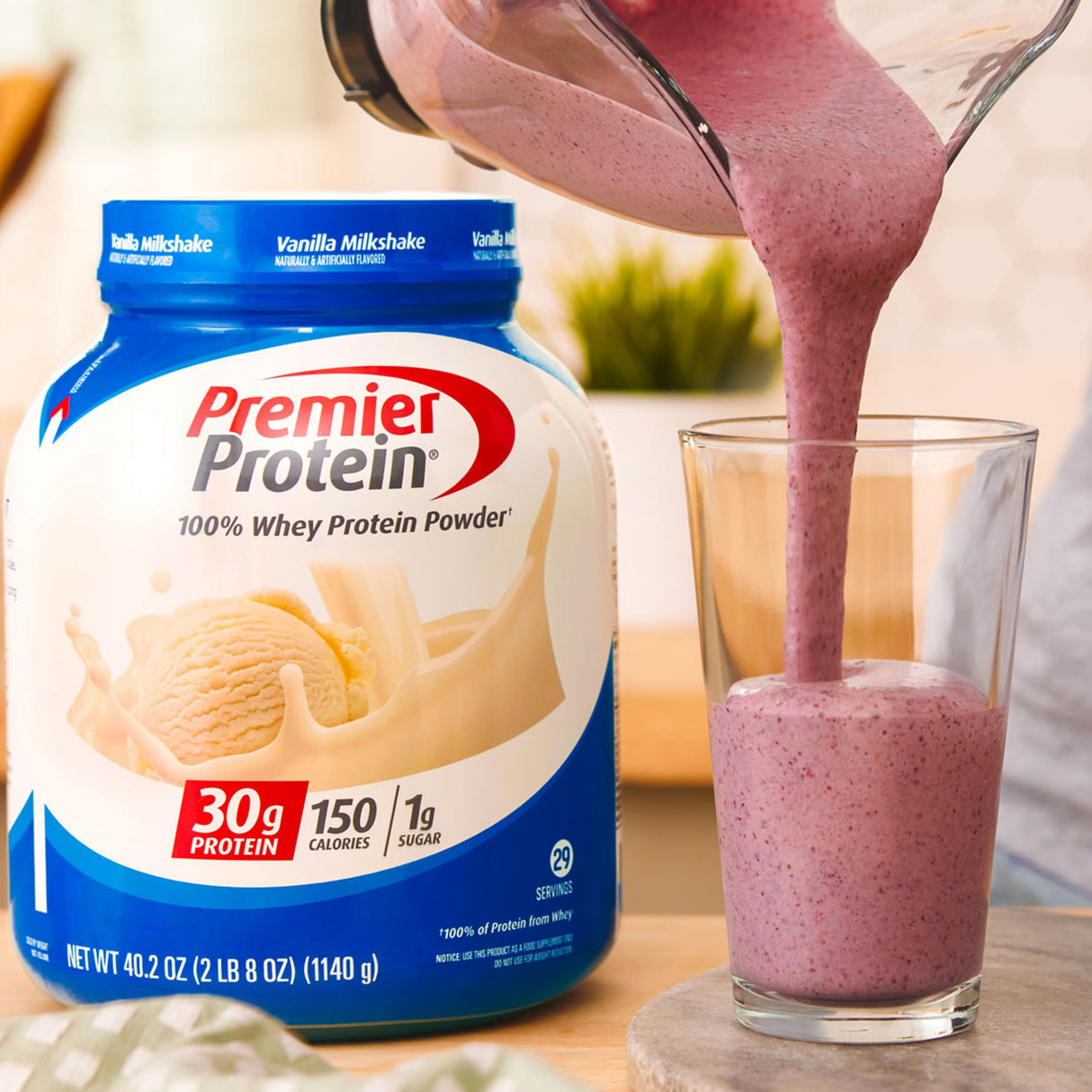 Premier Protein Protein Powder, 30g Protein, 1g Sugar, No Soy Ingredients, Gluten Free, Vanilla Milkshake, 29 Servings, 40.2oz