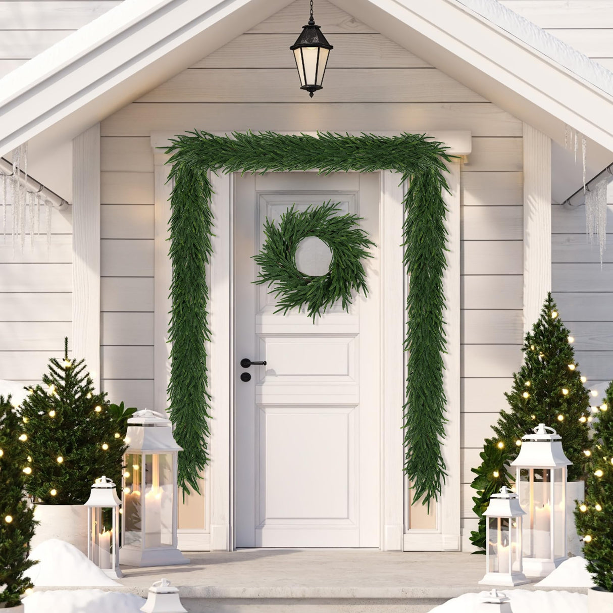 MDSTBN Realistic Christmas Garland Pine Garland Real Touch Green Artificial Greenery Garland Artificial Pine Garlands,for Table Mantle Wall Indoor Outdoor Christmas All-Season Decorations-6FT