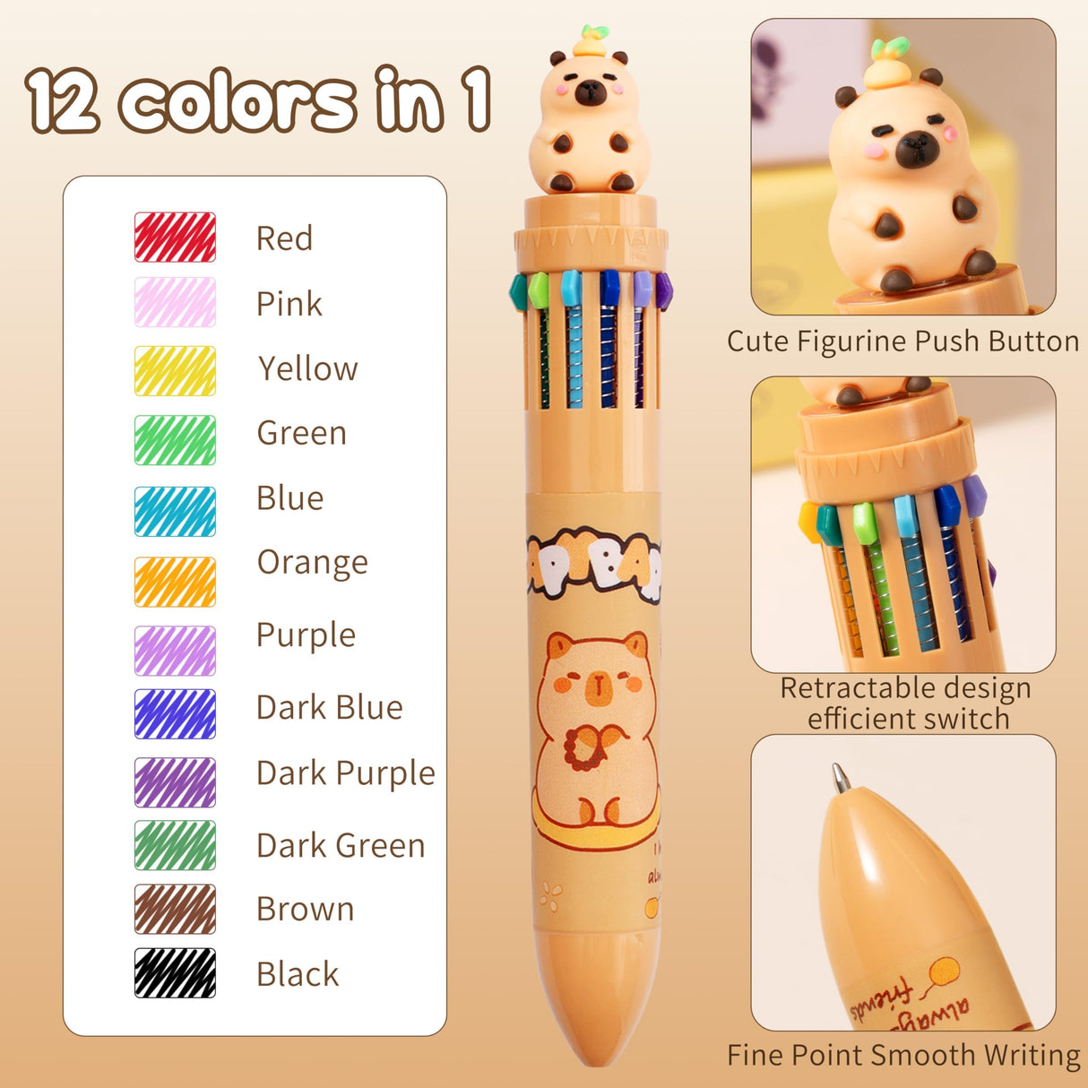 Fimibuke Kids School Supplies for Girls, 36PCS Cute Capybara Stationery Set with Pencil Case Gel Pens Pencils Stickers Notebooks Sticky Note Kawaii Birthday Christmas Gifts for Kindergarten Elementary