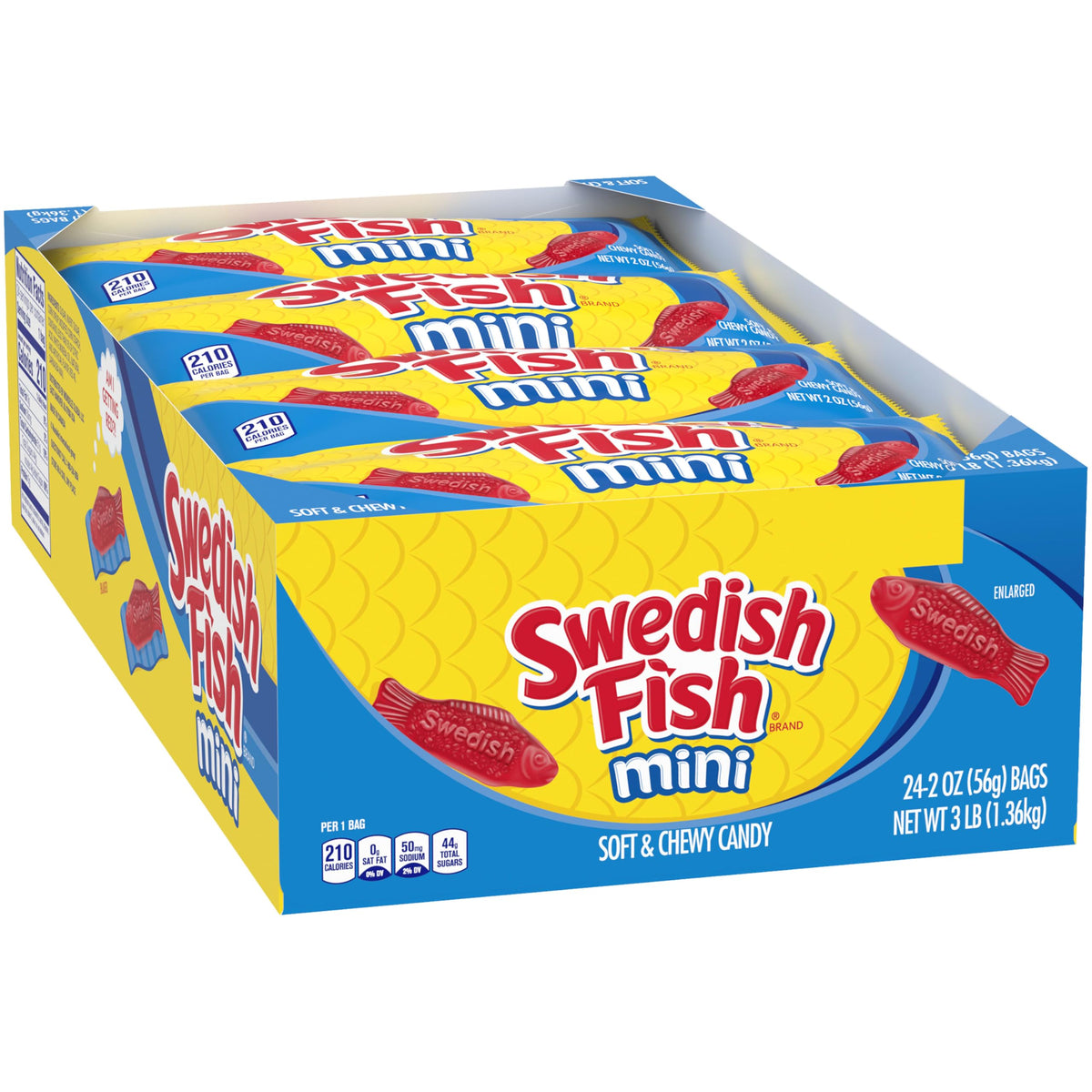 SWEDISH FISH Mini Soft & Chewy Gummy Candy, Bulk Candy, 24-2 oz Bags