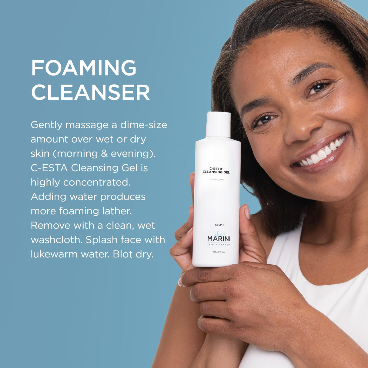 Jan Marini Skin Research C-ESTA Cleansing Gel - Daily Facial Cleanser with Vitamin C - Skincare Face Wash for Oily, Dry & Combo Skin - Gel Face Cleanser - 8 fl oz