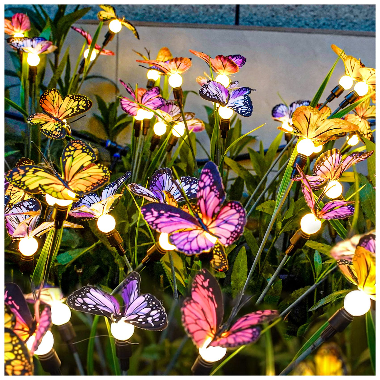 TONULAX Solar Garden Lights - 2 Pack Swaying Butterfly Light, Swaying in The Wind, Solar Outdoor Lights, Yard Patio Pathway Decoration, High Flexibility Iron Wire & Realistic Butterflies