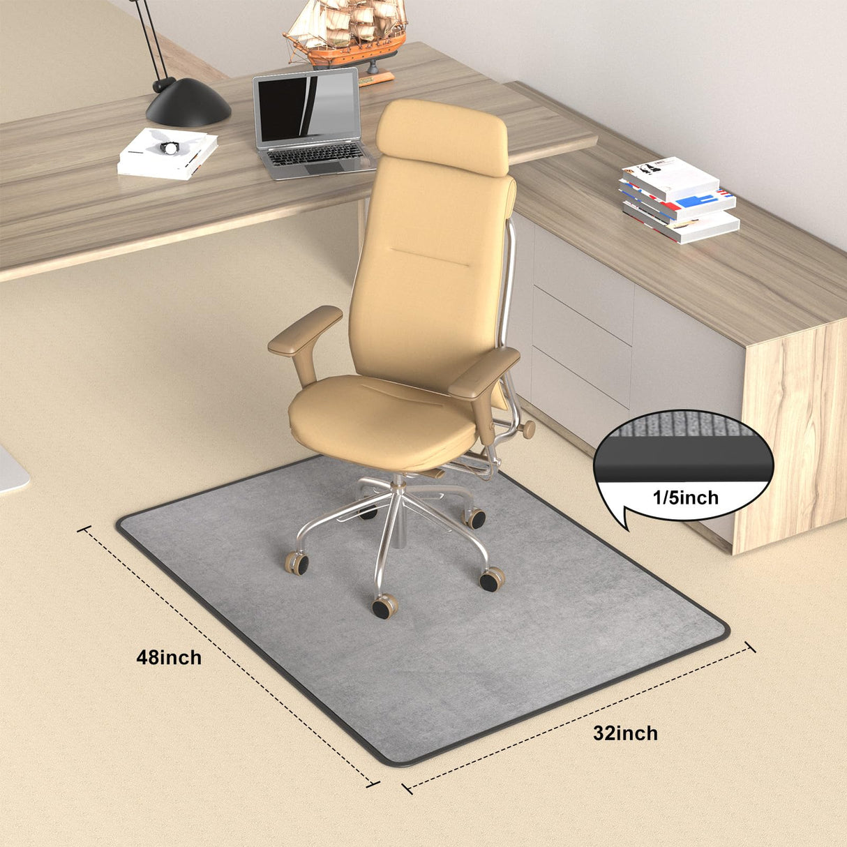 Heavy Duty Office Chair Mat for Carpet and Hardwood Floor Bohemian Desk Chair Mat Rug 36'' x 48'' Jacquard Woven Surface Floor mats for Office Home