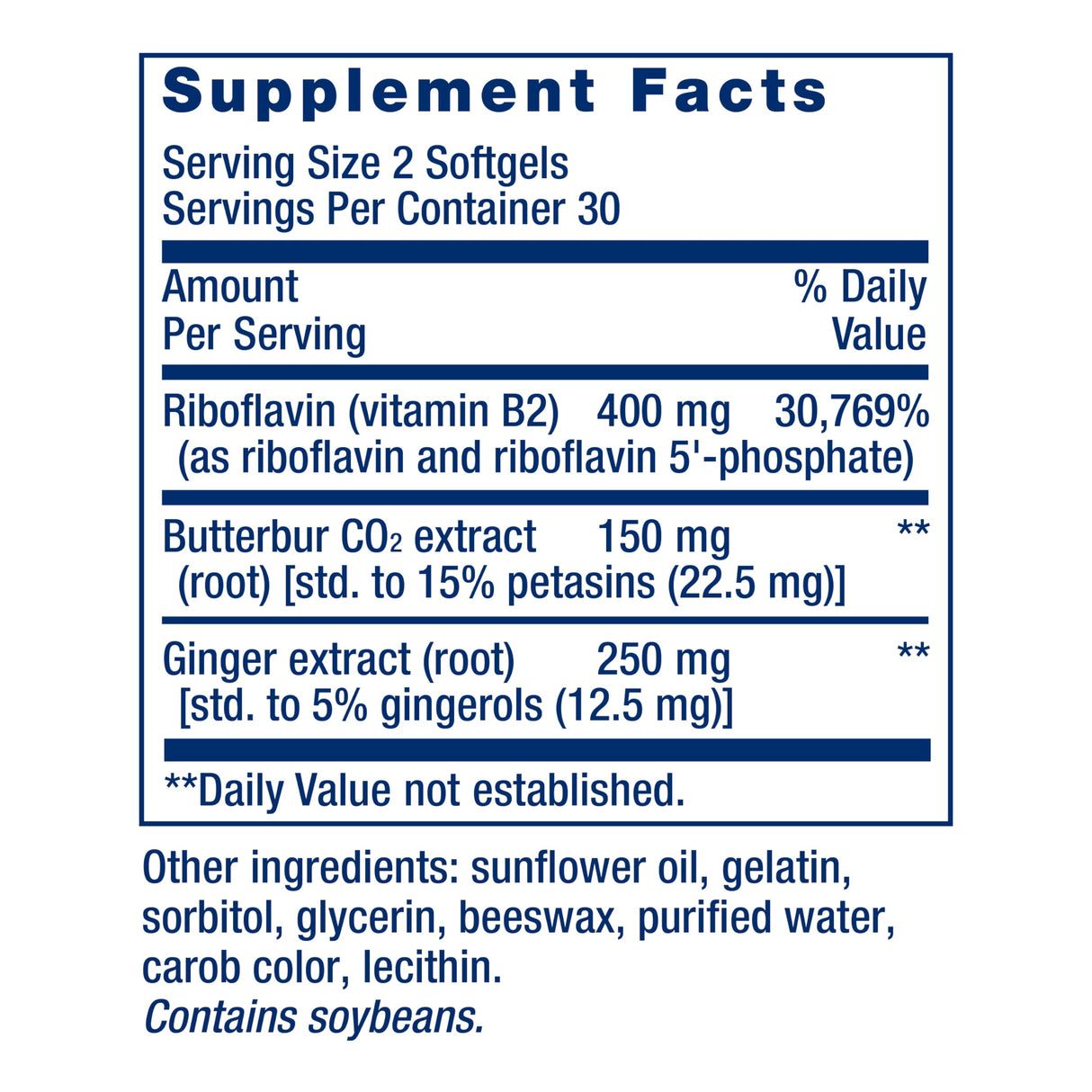 Life Extension Migra-Eeze - Butterbur Root Extract with Vitamin B2 (Riboflavin) & Ginger Supplement - Formula to Ease Head Discomfort - Gluten-Free — 60 Softgels