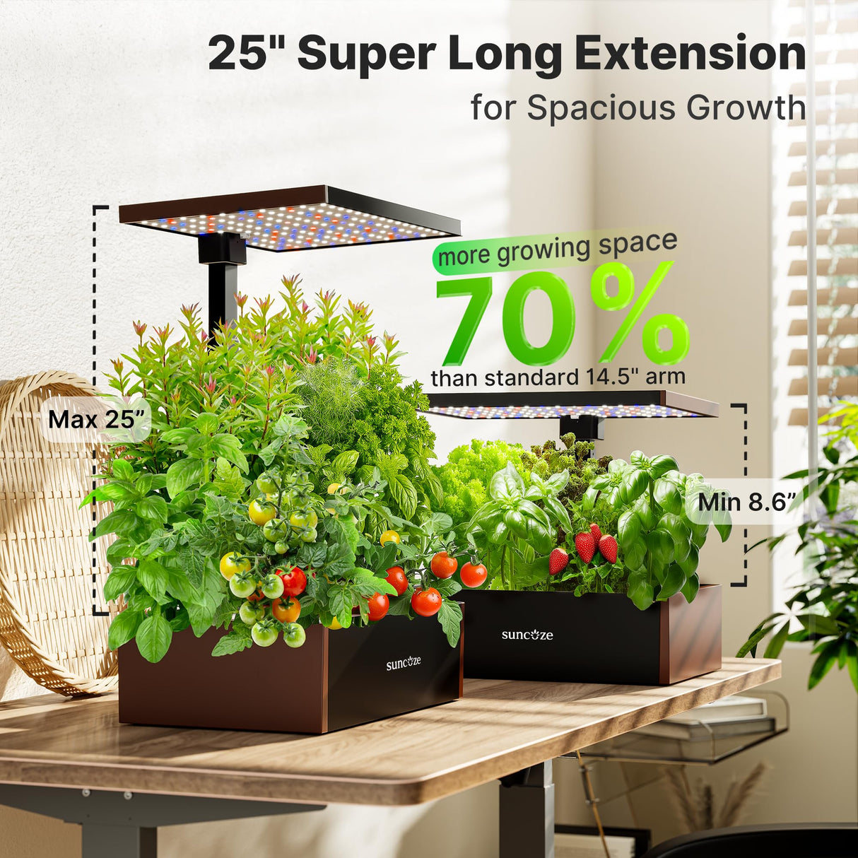 SUNCOZE Smart Hydroponics Growing System, 20 Pods, 25 in Adjustable Height