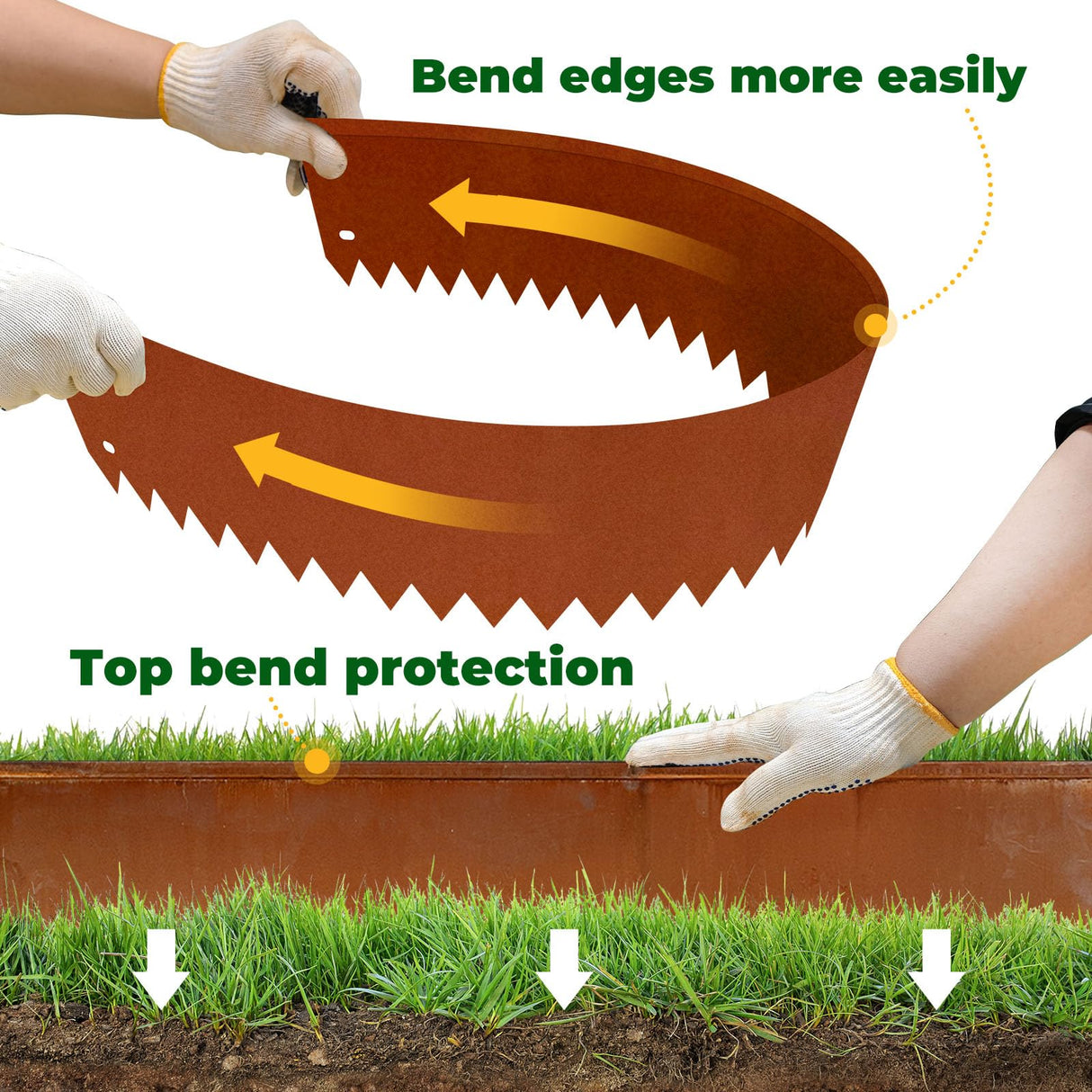 Corten Steel Edging 8" H x 40" L Steel Garden Edging 6 Pack 180 Bend Rusted
