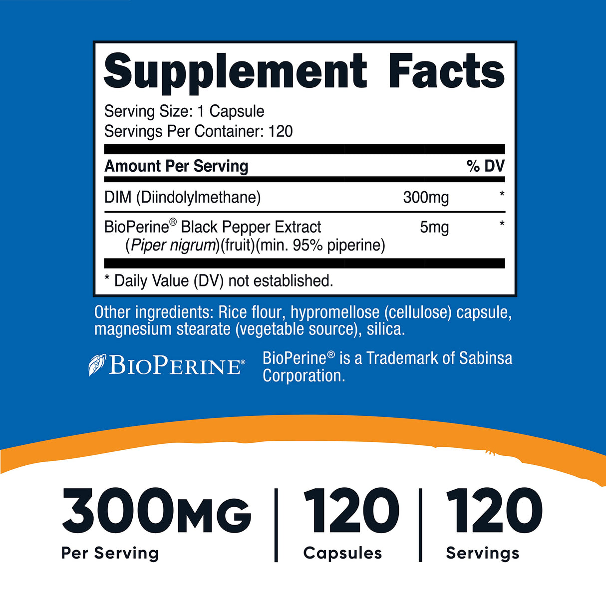 Nutricost DIM (Diindolylmethane) 300mg, 120 Capsules with BioPerine (2 Bottles)