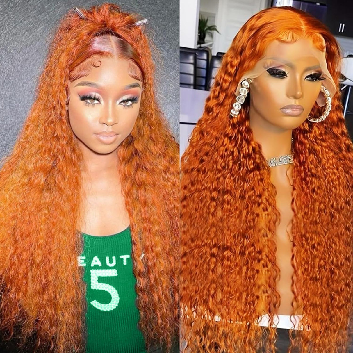 30 Inch Ginger Lace Front Wigs Human Hair 13x6 Deep Wave Wig Orange Ginger Wig Human Hair Pre Plucked 350 Deep Curly Hd Lace Front Wigs for Women 180% Density Wet Wavy Deep Curly Frontal Wigs
