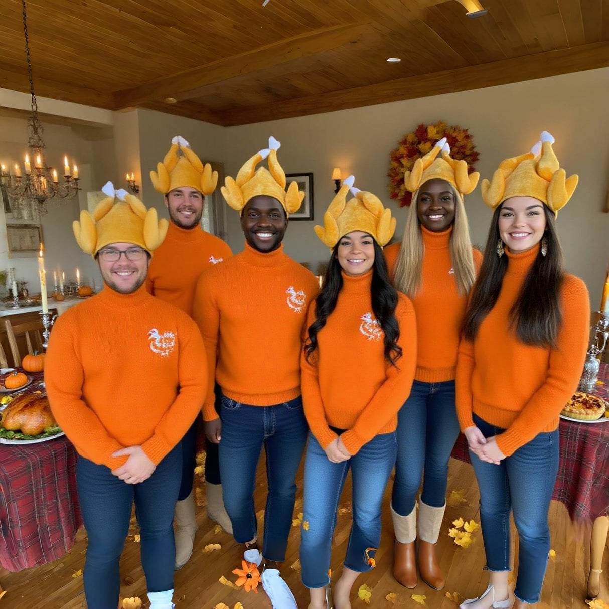 yosager 3 Pack Men's Roasted Turkey Hat, Thanksgiving Halloween Turkey Costume Funny Hat for Christmas Holiday Party Favors Party Supplies