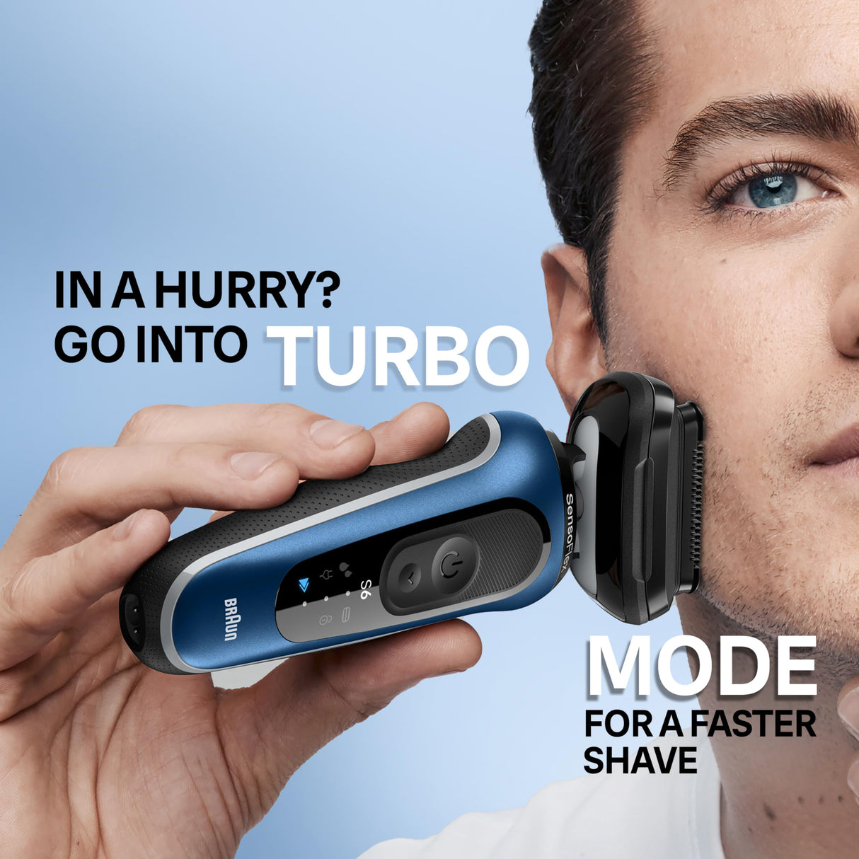 Braun Electric Shaver for Men, Series 6 6177cc, Wet & Dry Shave, Turbo & Gentle Shaving Modes, Foil Shaver, Blue