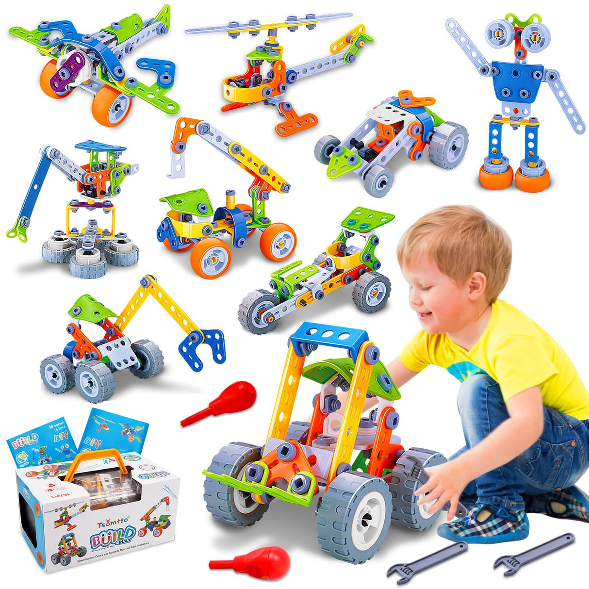 10 in 1 STEM Toys for 4 5 6 7 8+ Year Old Boy Girl Birthday Gifts Building Toys for Kids Ages 4-8 5-7 6-8 Preschool Educational Stem Activities for Boys 3-5 4-6 8-10 Creative Games Christmas Idea Gift