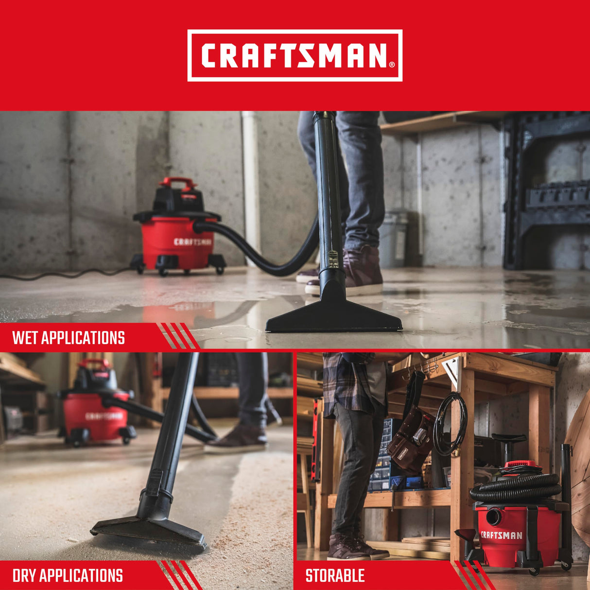 CRAFTSMAN CMXEVBE17584 6 Gallon 3.5 Peak HP Wet Dry Shop Vacuum
