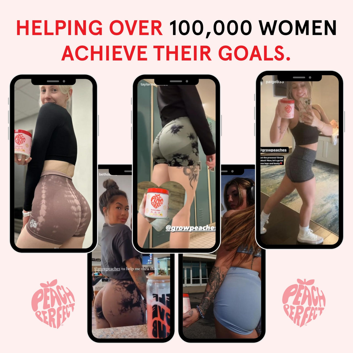 Peach Perfect Creatine Monohydrate Powder, Pink Lemonade, Glute Builder Creatine for Women with Collagen, BCAAs, 5g Vegan Micronized Creatine per Serving, for Energy, Muscle Support, 30 Servings