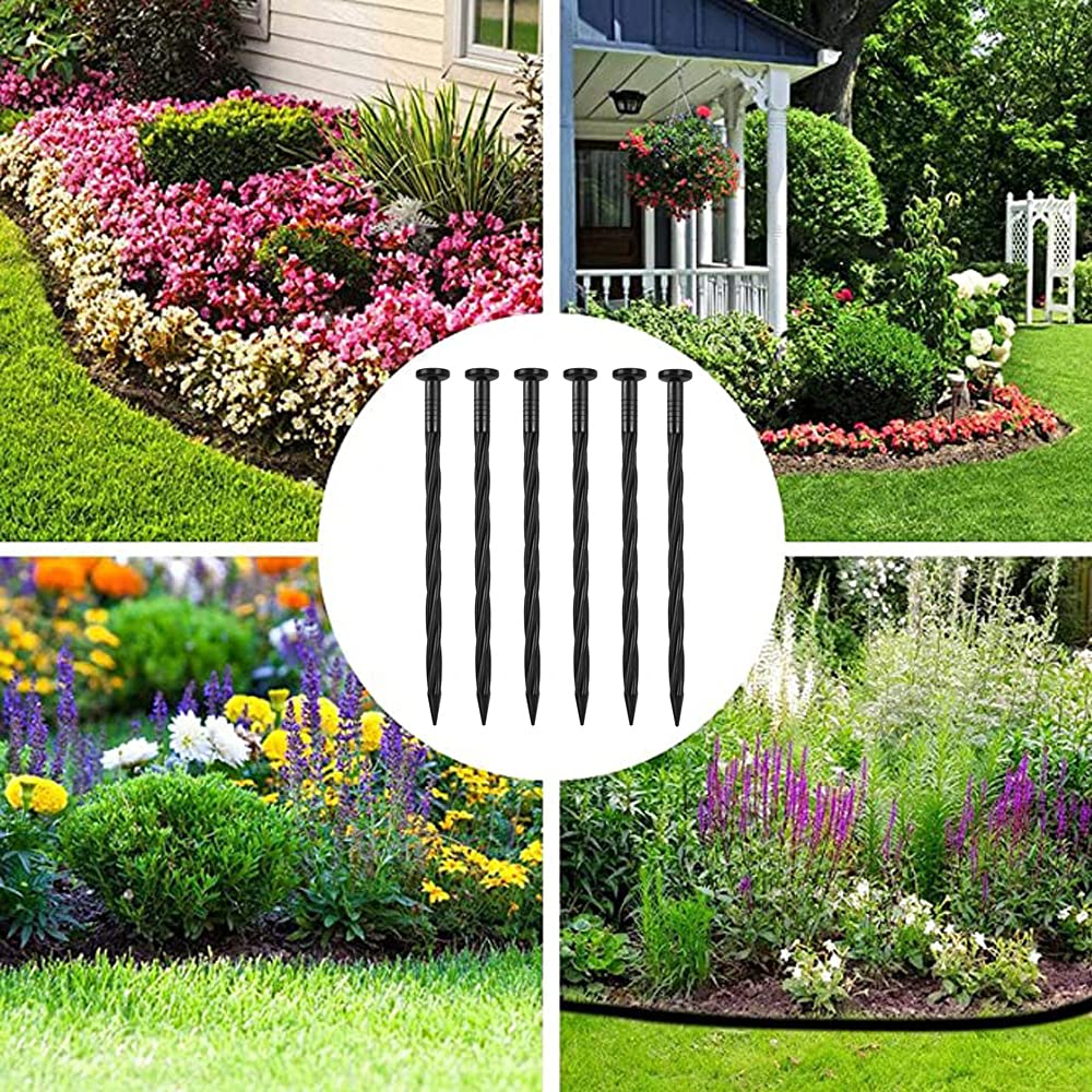 COBARYEN Plastic Landscape Anchoring Spikes 100 Pcs 8 Inch Nylon Spiral Landscape Spikes for Yard, Garden Lawn, Weed Barriers, Artificial Turf, Tent