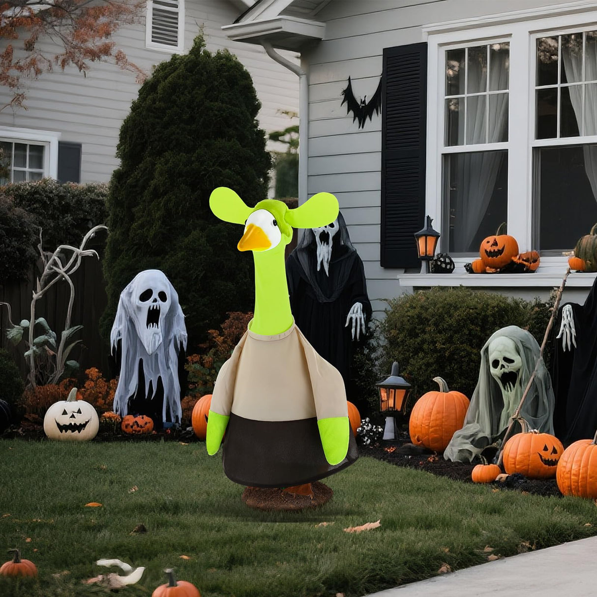 Yeyeplum Porch Goose Costume Fits Large 23" H Statue Lawn Garden Goose Costume for Concrete Statue Garden Yard Patio Outdoor Cement Geese Decoration