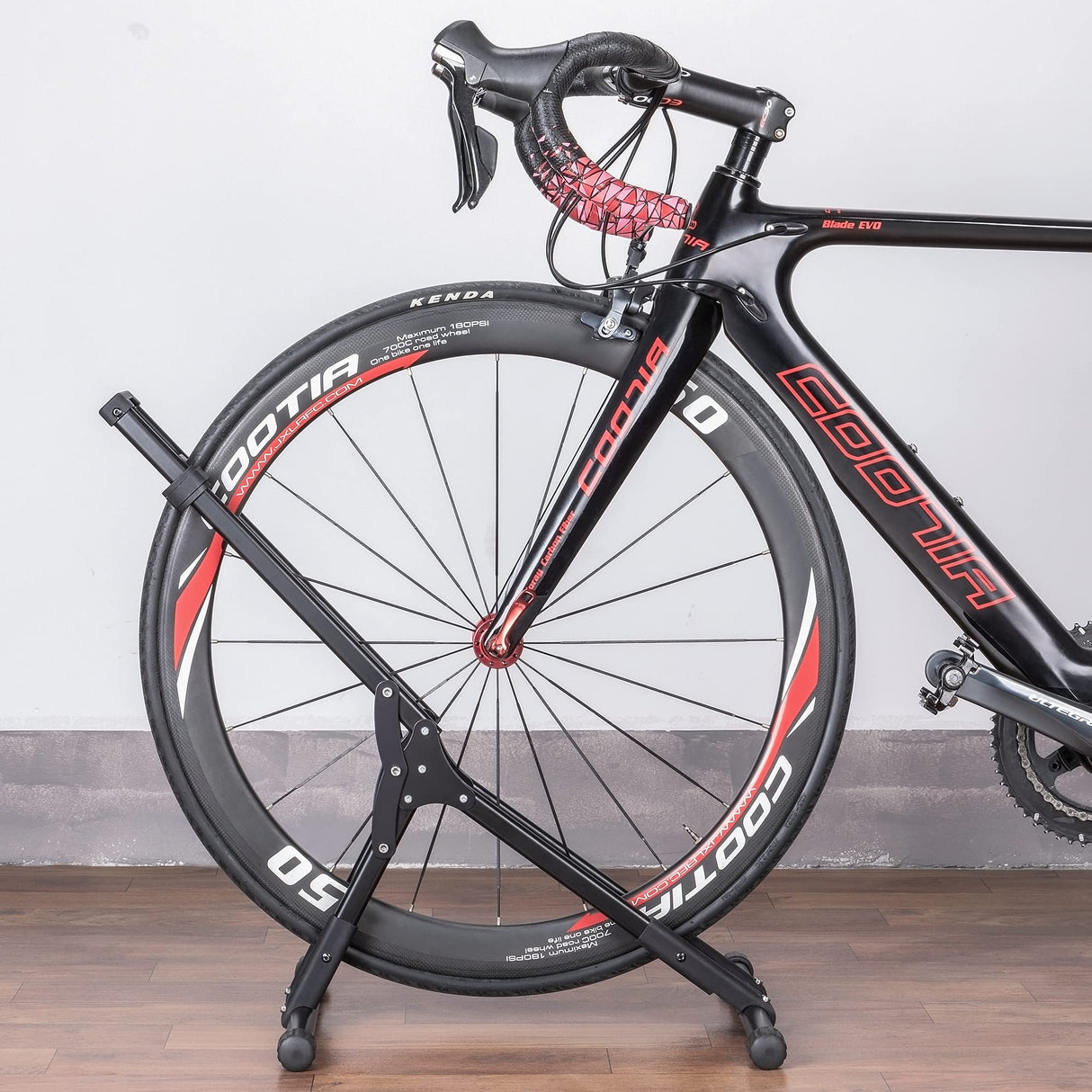 CHEPARK Bike Floor Stand Rack- Indoor Bike Stand for Garage/Home - Bike Storage Bicycle Parking Rack Fit 20”-29” Mountain Road Bikes (1 Bike Rack)
