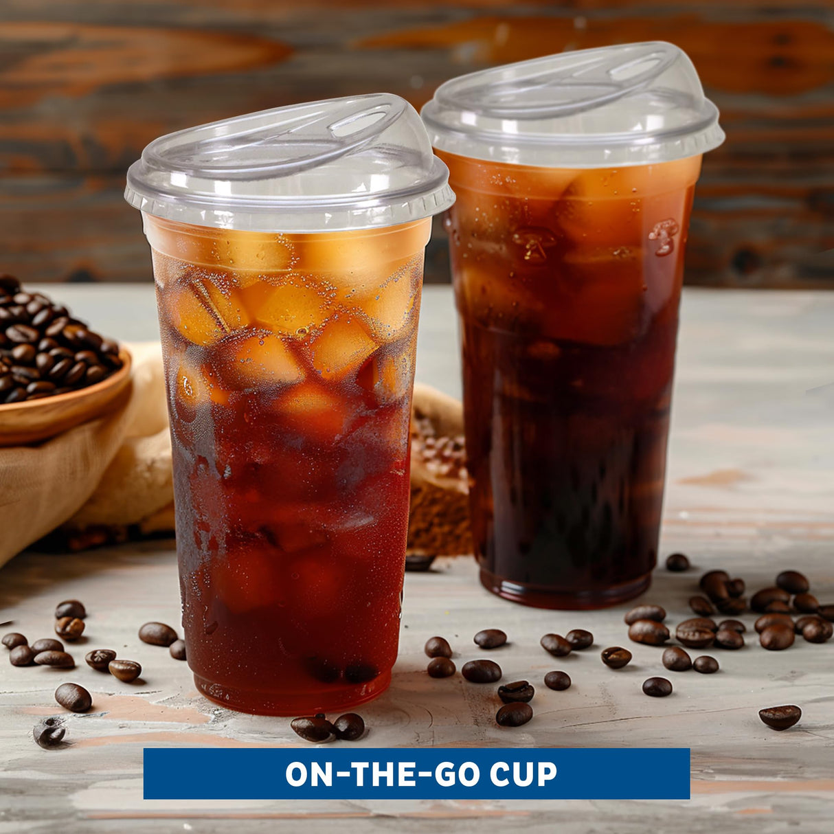 Freshware 24 oz Clear Disposable Plastic Cups with Strawless Sip Lids, 100 Pack Clear Plastic Tumblers, Heavy-duty Party Glasses, Disposable Cups for Thanksgiving, Halloween, Christmas Party