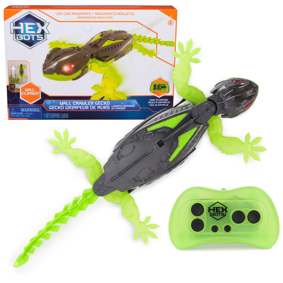 HEX BOTS Wall Crawler Gecko Rechargeable Remote Control Toy