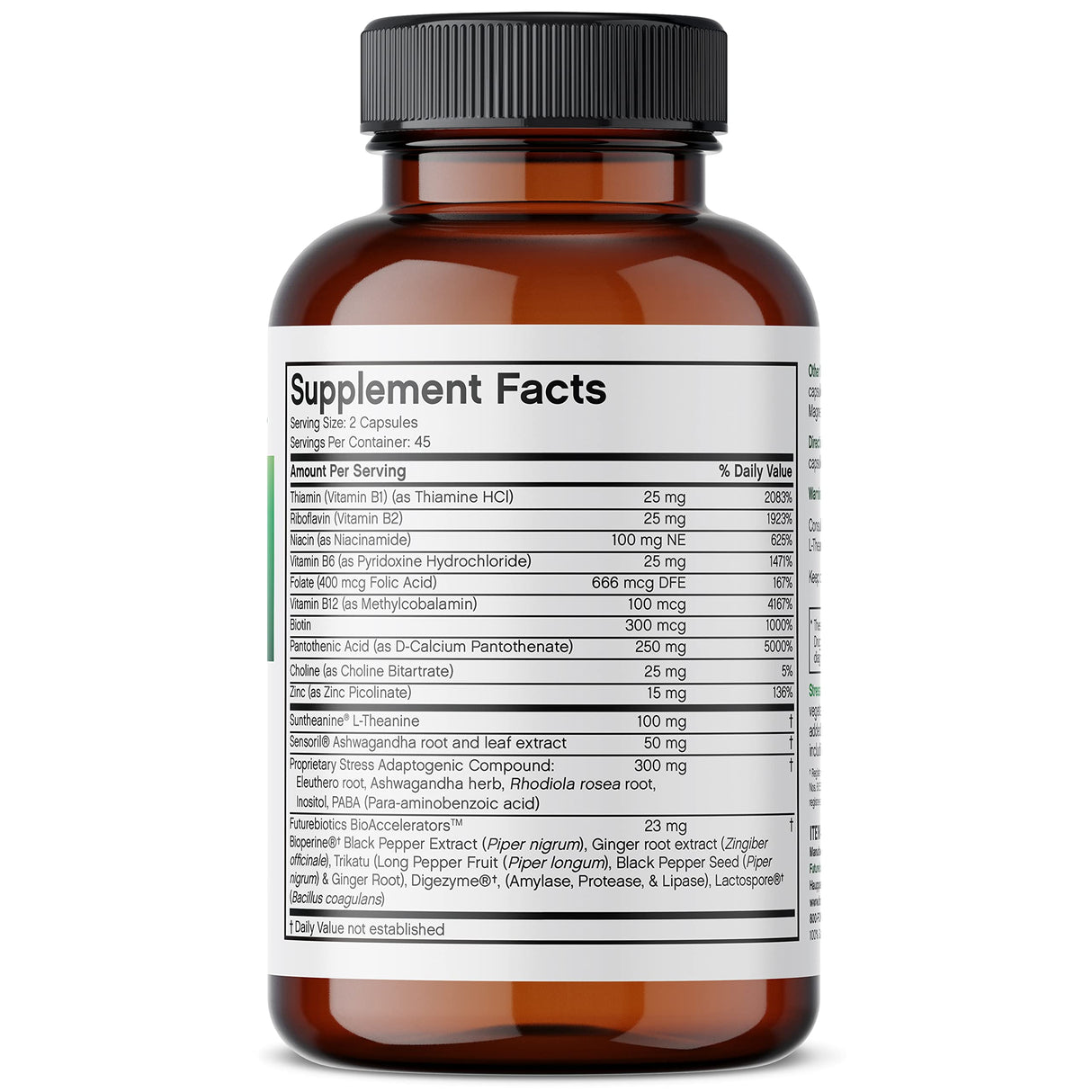 Futurebiotics Stressassist L-theanine Ashwagandha and Rhodiola Rosea Stress Complex - Natural Nutritional Stress Function, 90 Vegetarian Capsules