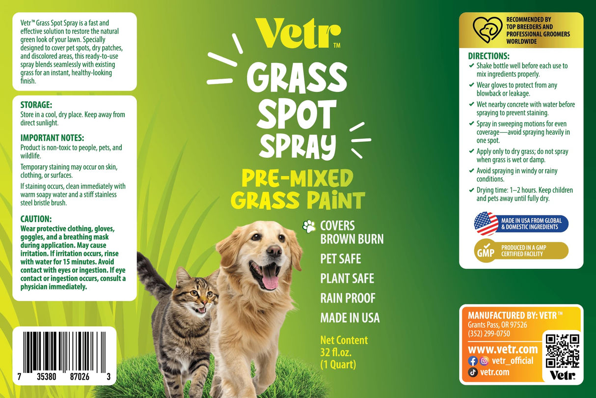 vetr Dog Repair Grass Paint, 32 oz - Pet Safe Lawn Color, Rainproof, Made in USA