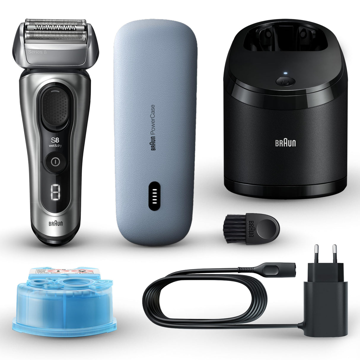 Braun Series 8 Electric Shaver, Shaving Kit with 4+1 Shaving Elements, Precision Long Hair Trimmer, SmartCare Center, PowerCase