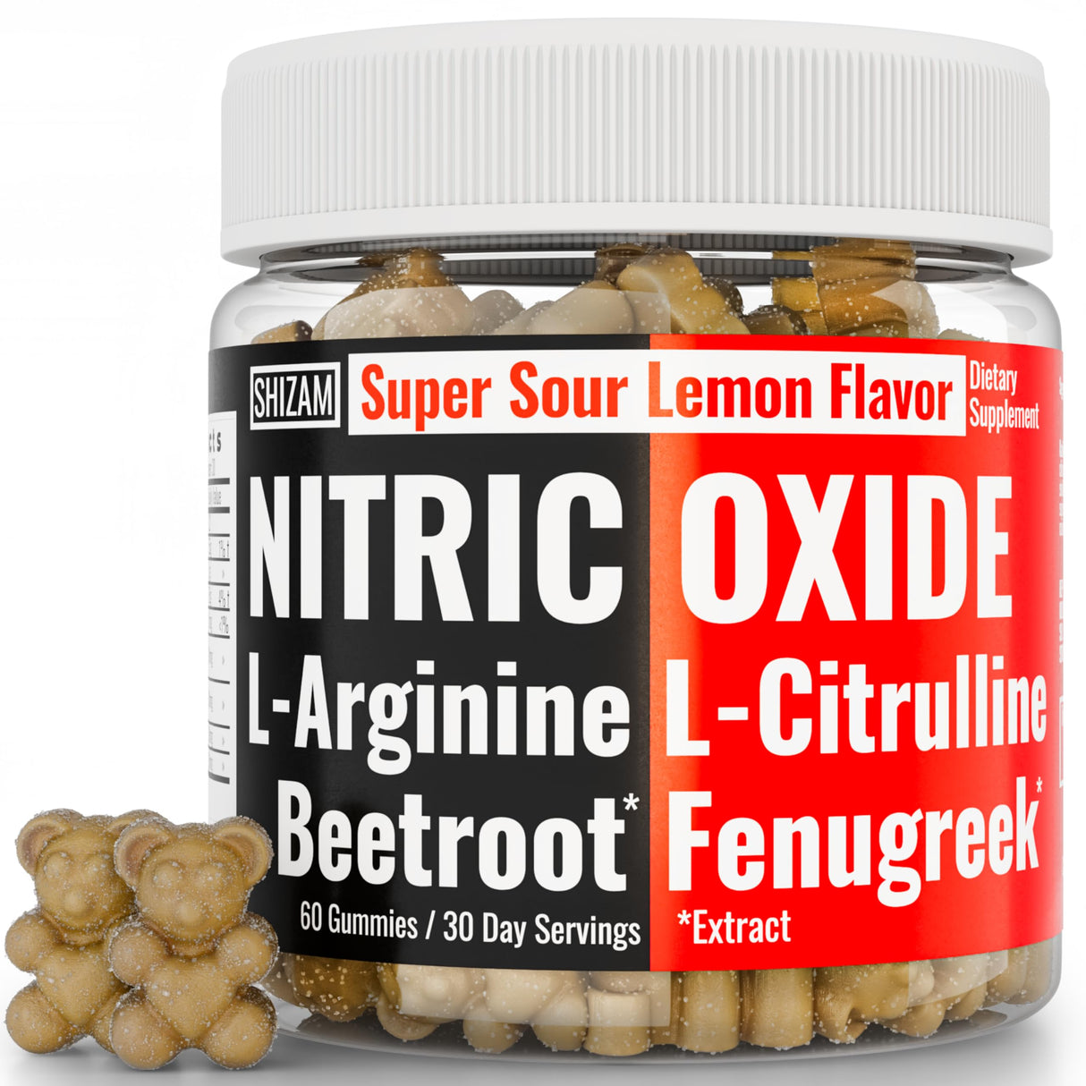 SHIZAM Beets Fenugreek Super Nitric Oxide Gummies w L-Arginine L-Citrulline, Beet Root Chews Chweable Chewables Capsules Pills Supplement Supplements Alt, Bootroot Flow Adults Men Beats