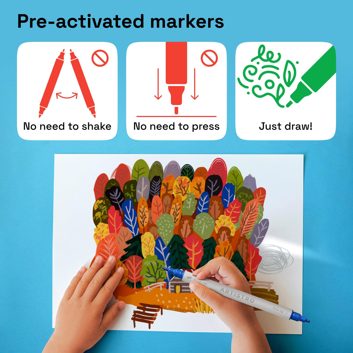 ARTISTRO 36 Dual Tip Brush + Fine Acrylic Paint Markers - Easy for All Ages & Levels Paint Pens for Fabric, Rock, Glass, DIY - Halloween Pumpkin Painting Kit, Art Supplies, Christmas Gift