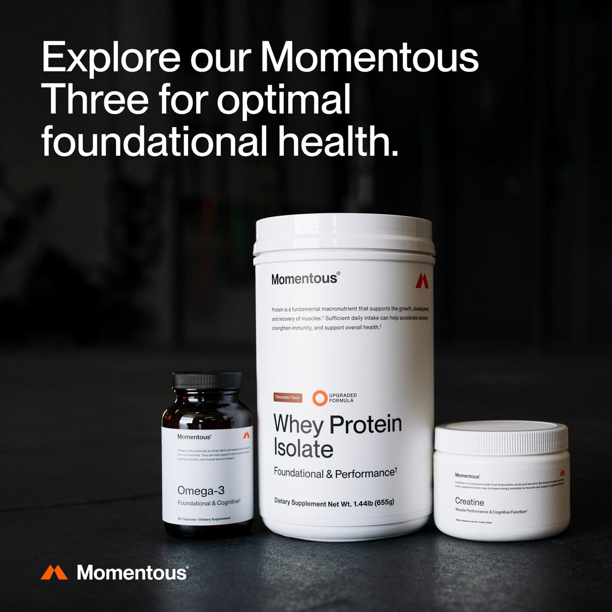 Momentous Creatine Monohydrate Powder - Creapure® Creatine Powder Supports Strength, Lean Muscle, & Recovery for Men & Women - 5 g per Serving - 90 Servings