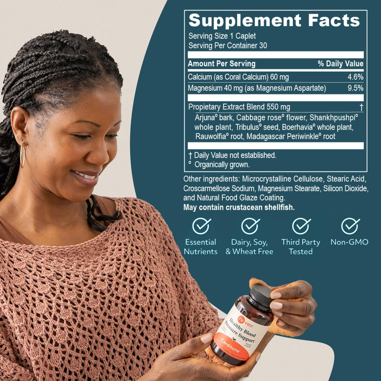 ruved Carditone, Doctor-Formulated, All-Natural Ayurvedic Herbal Supplement, Trusted for Over 30 Years, 30 Vegetarian Caplets