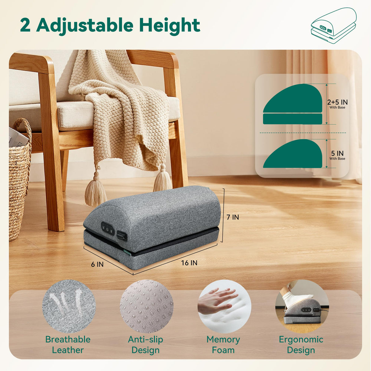 Snailax Heated Foot Rest Under Desk at Work, Desk Foot Stool with Heat & Vibration Massage, Adjustable Height, 2 Heat Levels Foot Warmer Feet Heater for Office Chair, Gaming Home Use