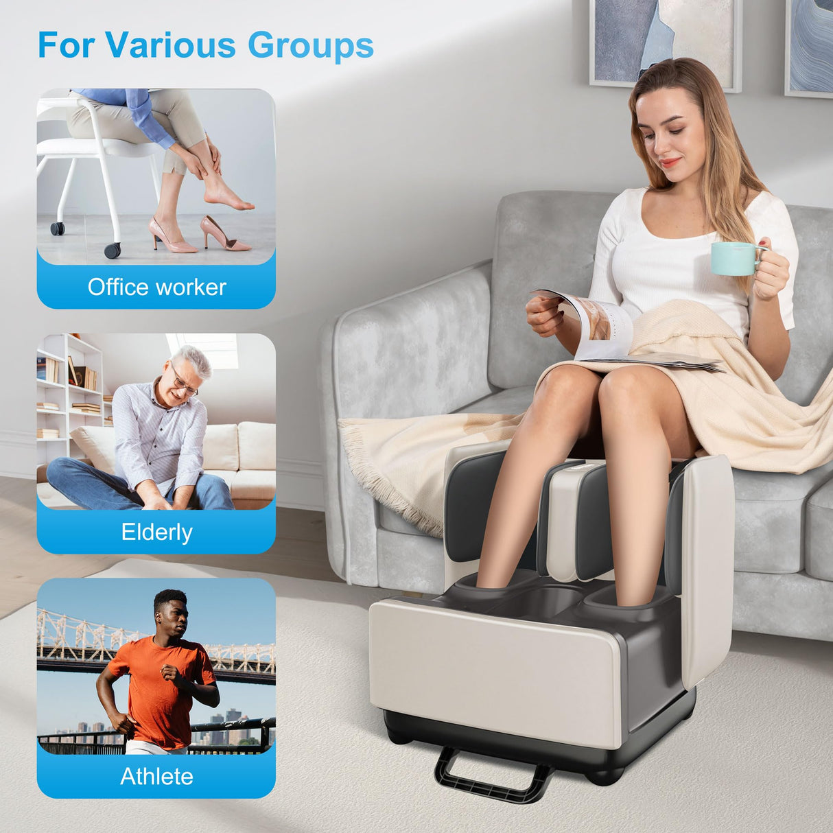 COMFIER 2-in-1 Shiatsu Foot Massager&Foot Rest,FSA HSA Eligible Foot and Calf Massager with APP Control,Heated Feet Massager for Foot Pain Relief,Gifts for Men Women